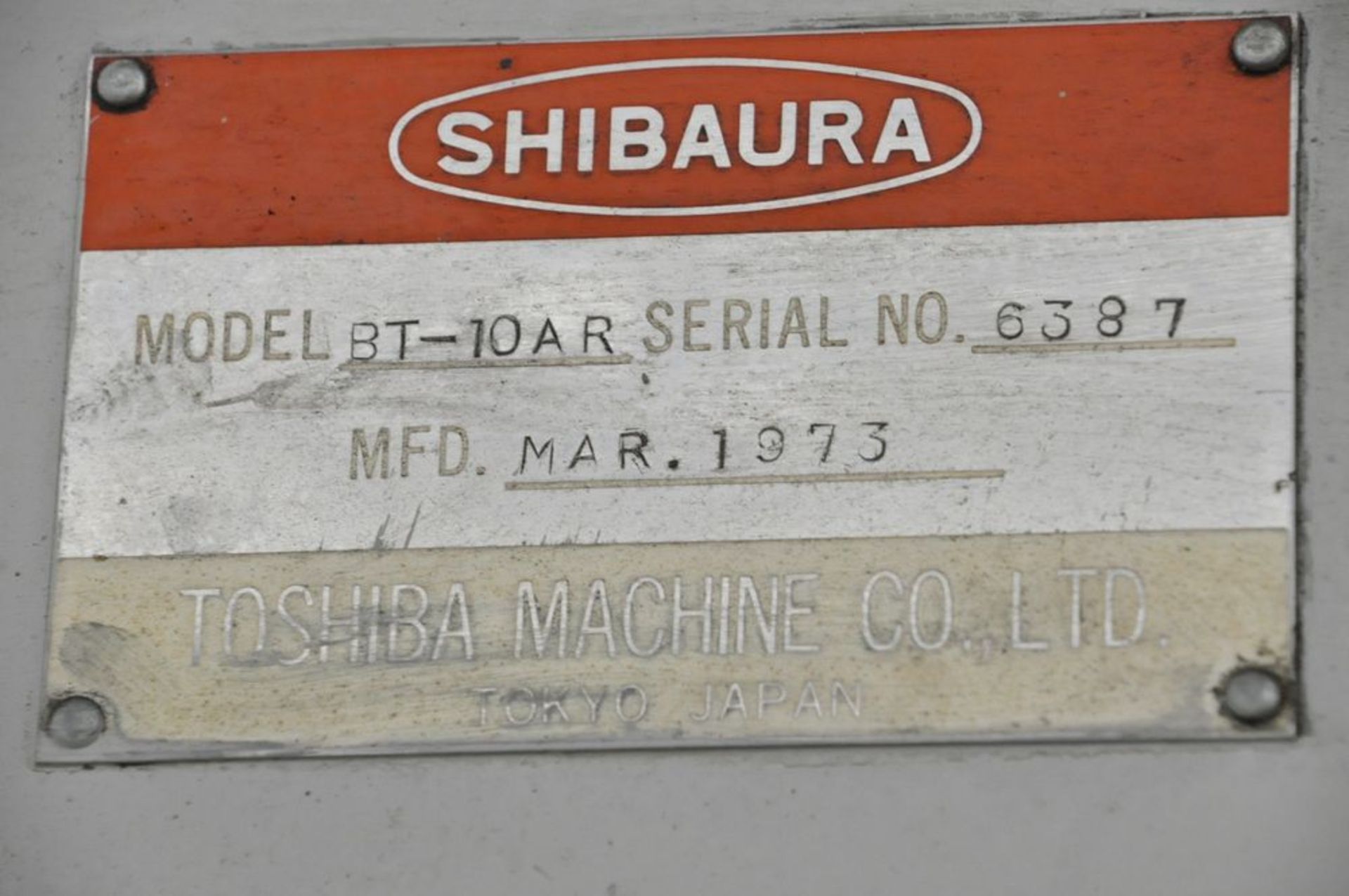 Shibaura Model BT-10AR, Horizontal Boring Mill, S/n 6387 (1970), - Image 7 of 7