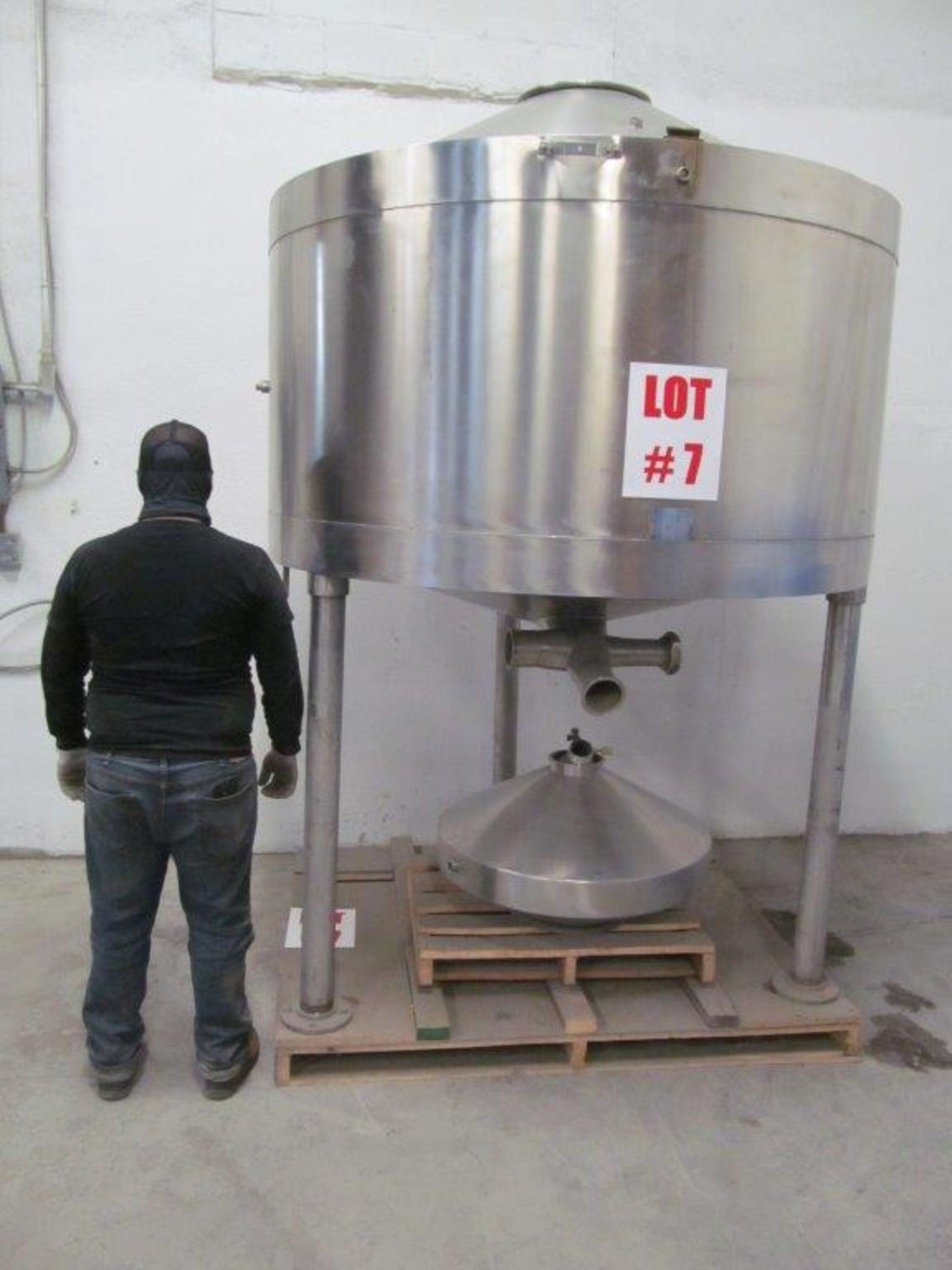 STAINLESS STEEL HOLDING TANK, 6FT X 3FT X 4FT W/CONE, LOCATION, HAWKESBURY, ONTARIO