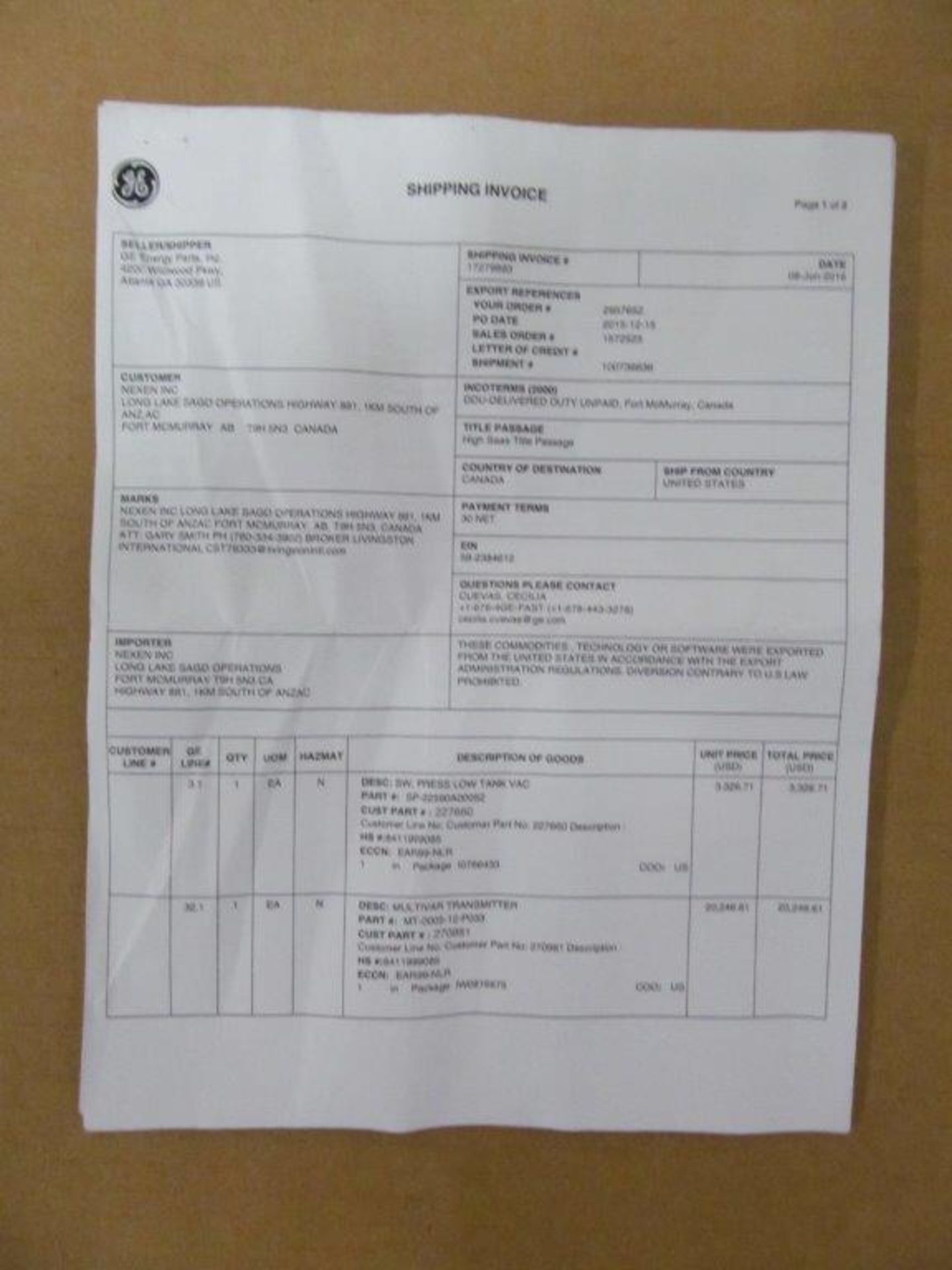 GENERAL ELECTRIC & CRANE PRECISION PUMP SPARE PARTS, LOCATION, HAWKESBURY, ONTARIO - Image 5 of 5