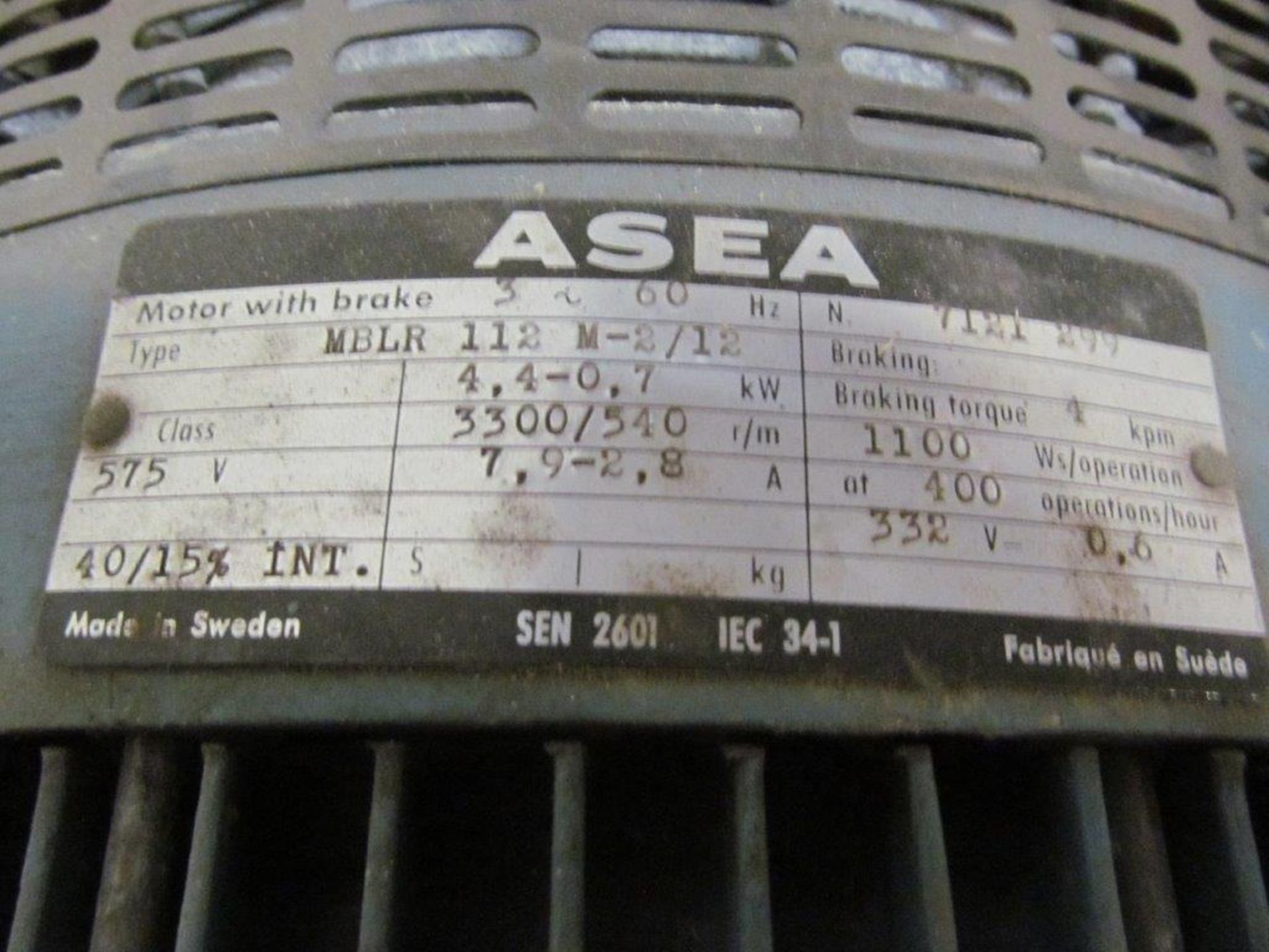 ASEA OVERHEAD HOIST, C/W PENDANT CONTROL, 6.3 TON CAPACITY, 575V/3PH/60C - Image 4 of 4