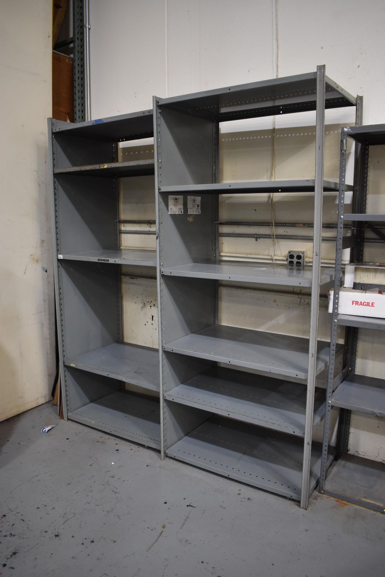 LOT (4) SECTIONS ASSORTED BOLT TOGETHER STEEL SHELVING (NO CONTENTS)