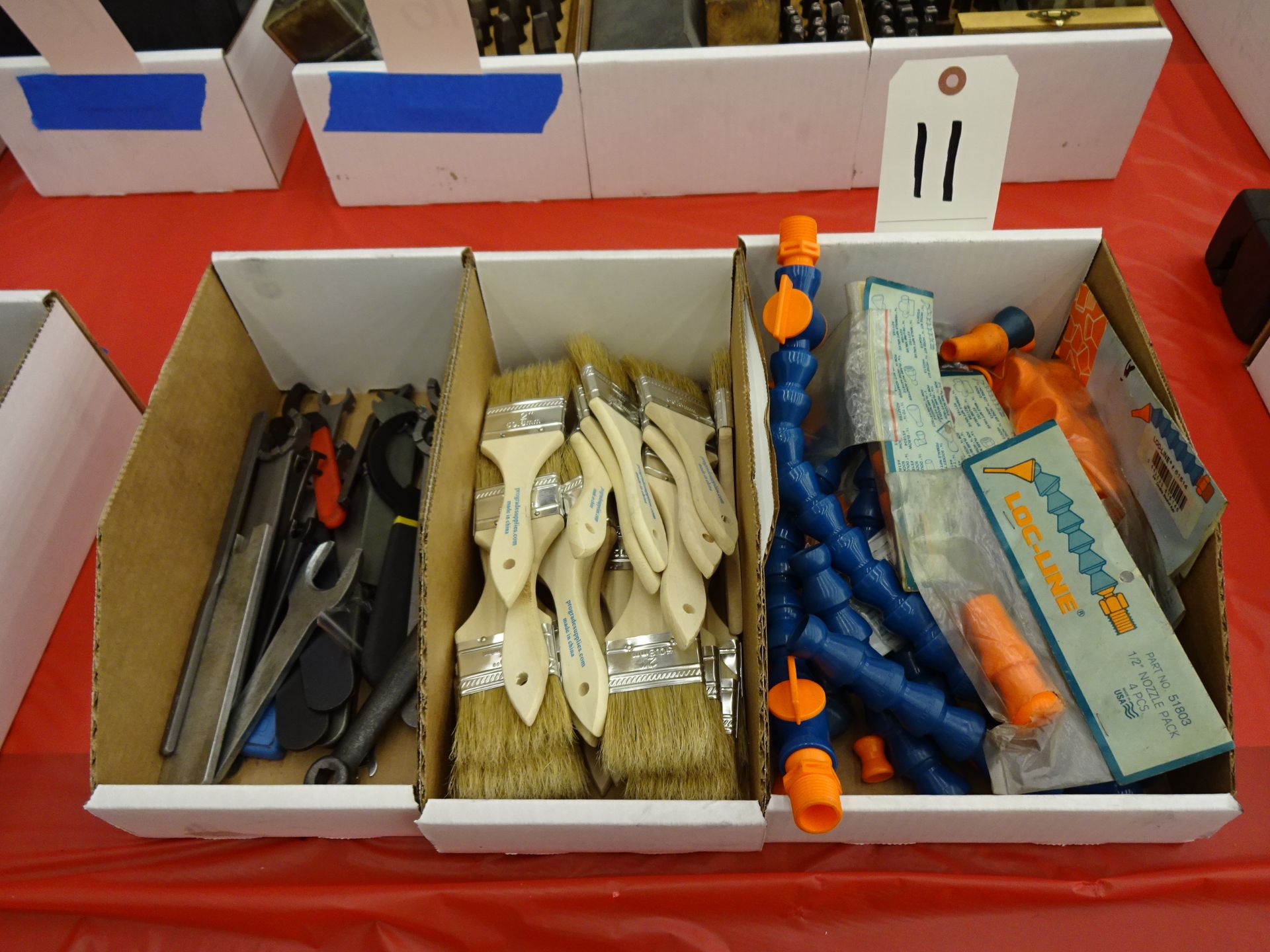 LOT: CHIP BRUSHES, COOLANT NOZZLES & WRENCHES