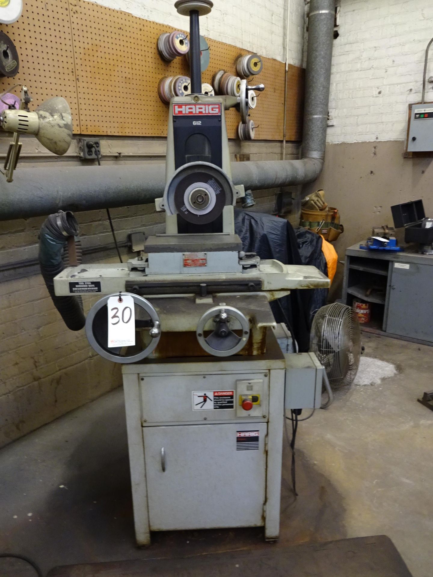 HARIG 6 X 12 MODEL 612 HAND FEED SURFACE GRINDER, S/N 19831, MAGNA-LOCK HR-612C MAGNETIC CHUCK,