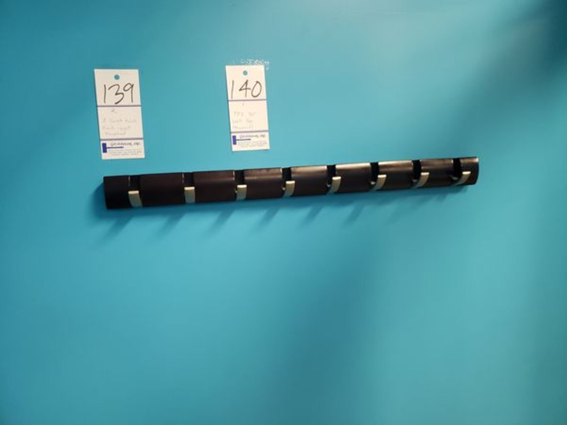 (x2) 8 HOOK COAT RACK - WALL MOUNTED