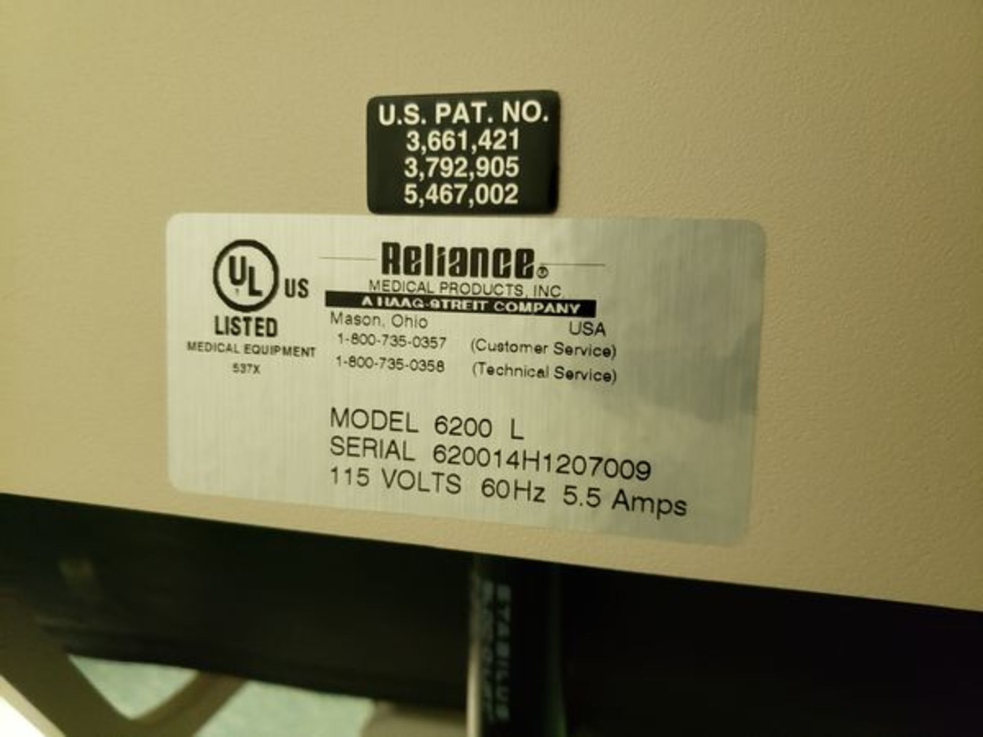 RELIANCE OPTICAL CHAIR MODEL 6200L - Image 5 of 5