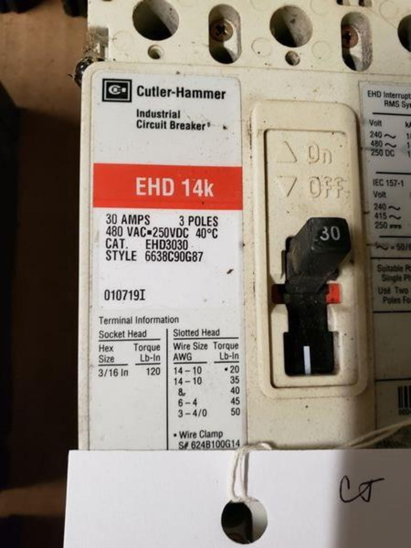 30A CUTLER HAMMER BREAKERS - PART # EHD3030 - Image 2 of 2