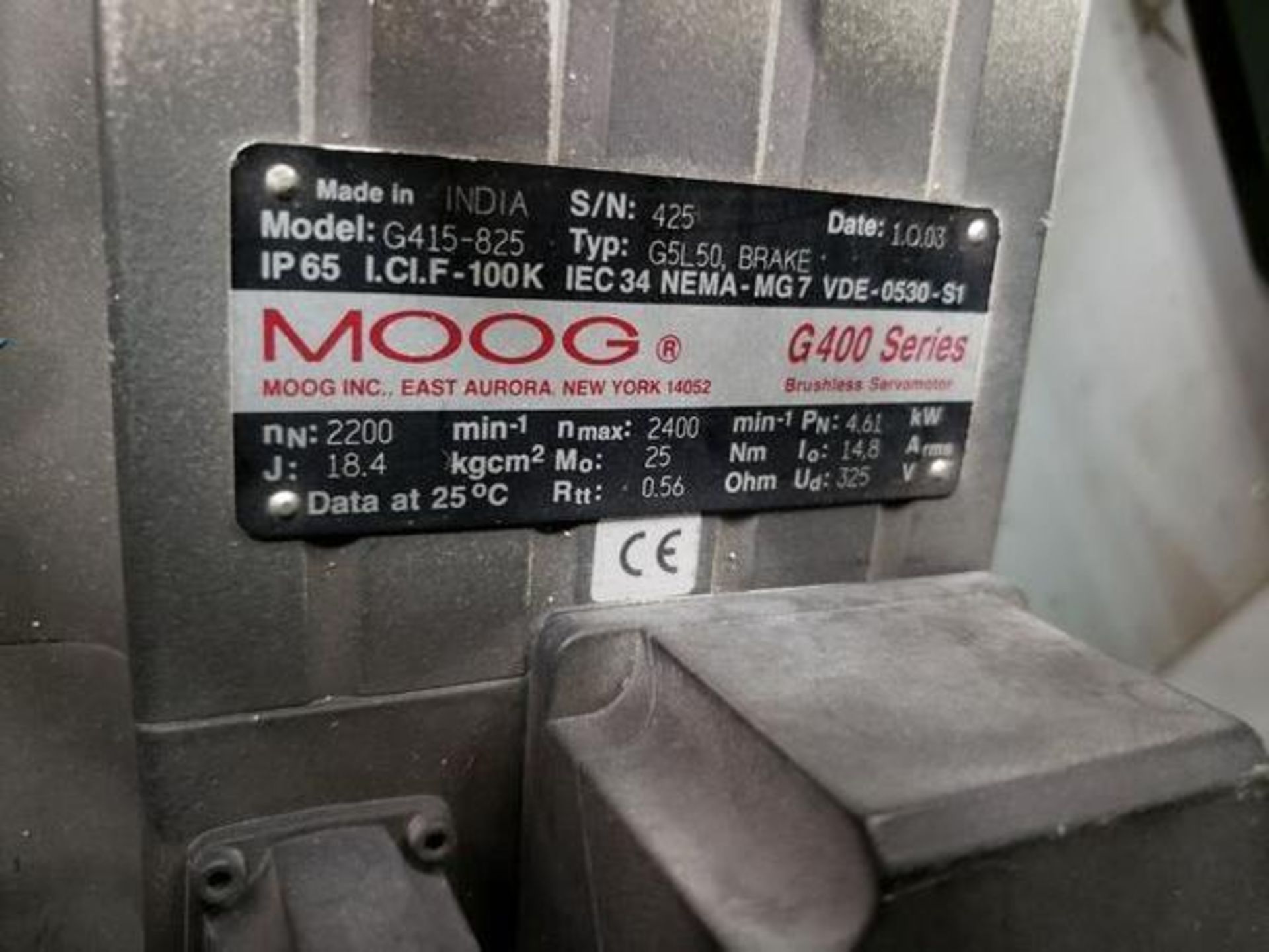 MOOG SERVO MOTOR G400 SERIES G415-825 - Image 2 of 2
