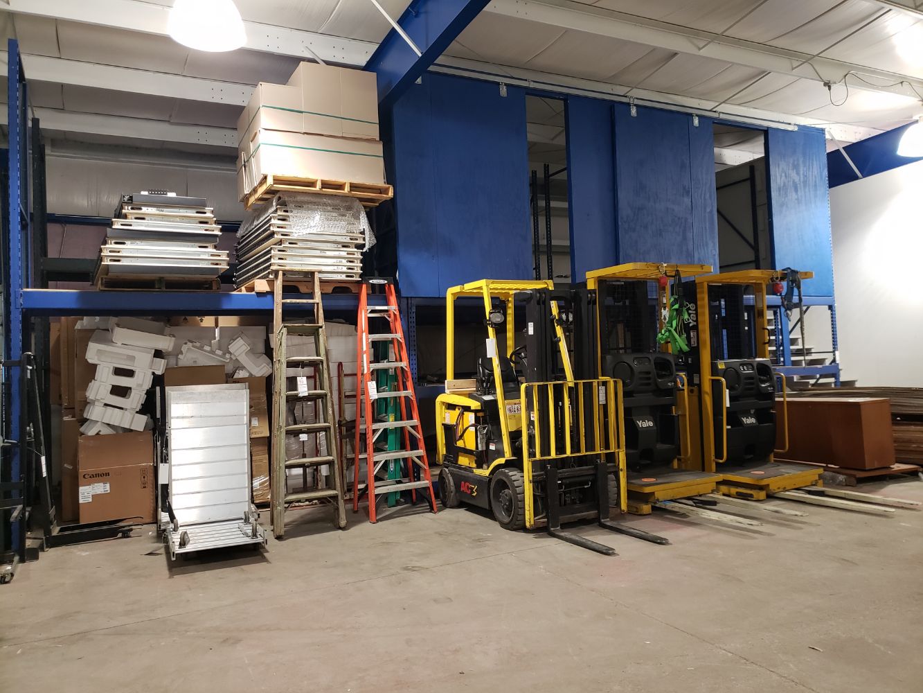 MOVING SALE Box Trucks, Pallet Wrapper, Shelving, Office Electronics, Furniture and More!