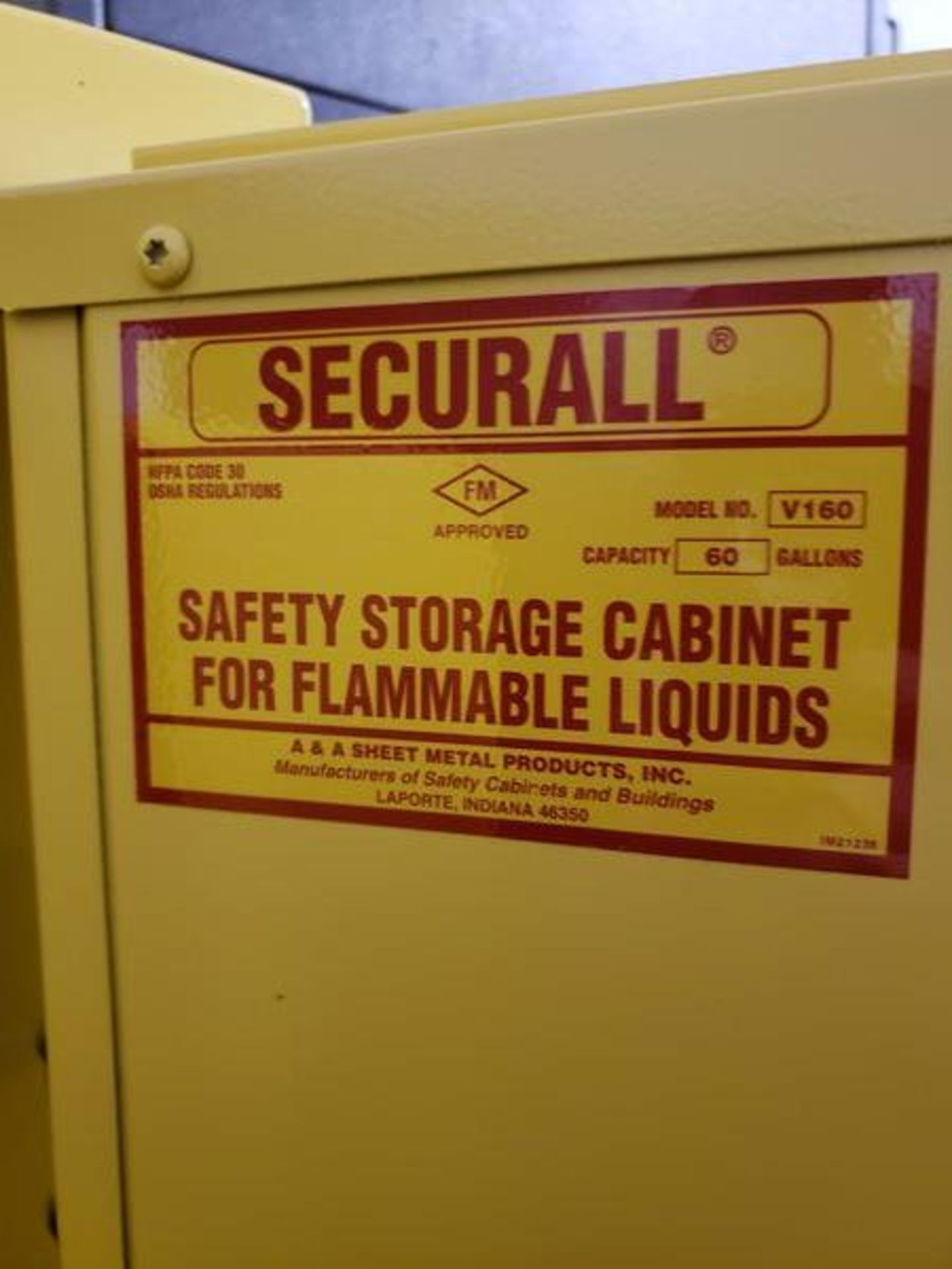 SECURALL MODEL V160 NFPA CODE 30 - DRUM CABINET 31-1/4" X 31" X 65.5" - Image 3 of 4