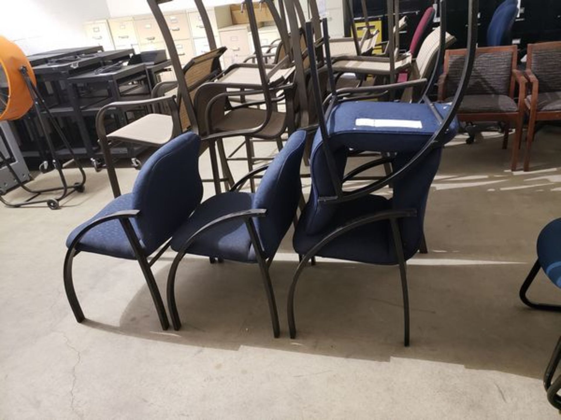 METAL FRAME BLUE CUSHION SIDE CHAIRS - Image 2 of 2