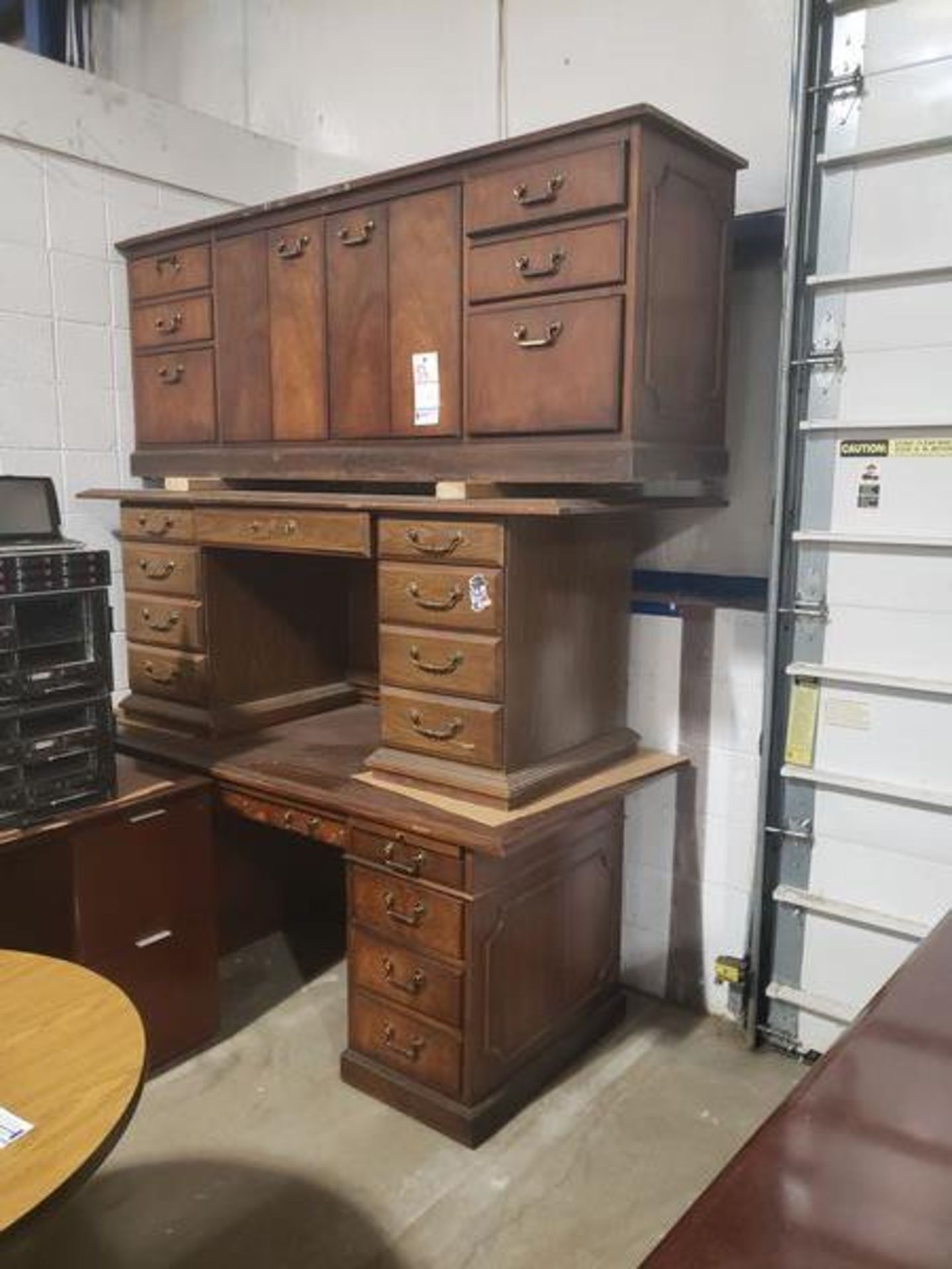 WOODEN DESKS 71" X 36" / 6' X 35" AND CREDENZA 78" X 19"