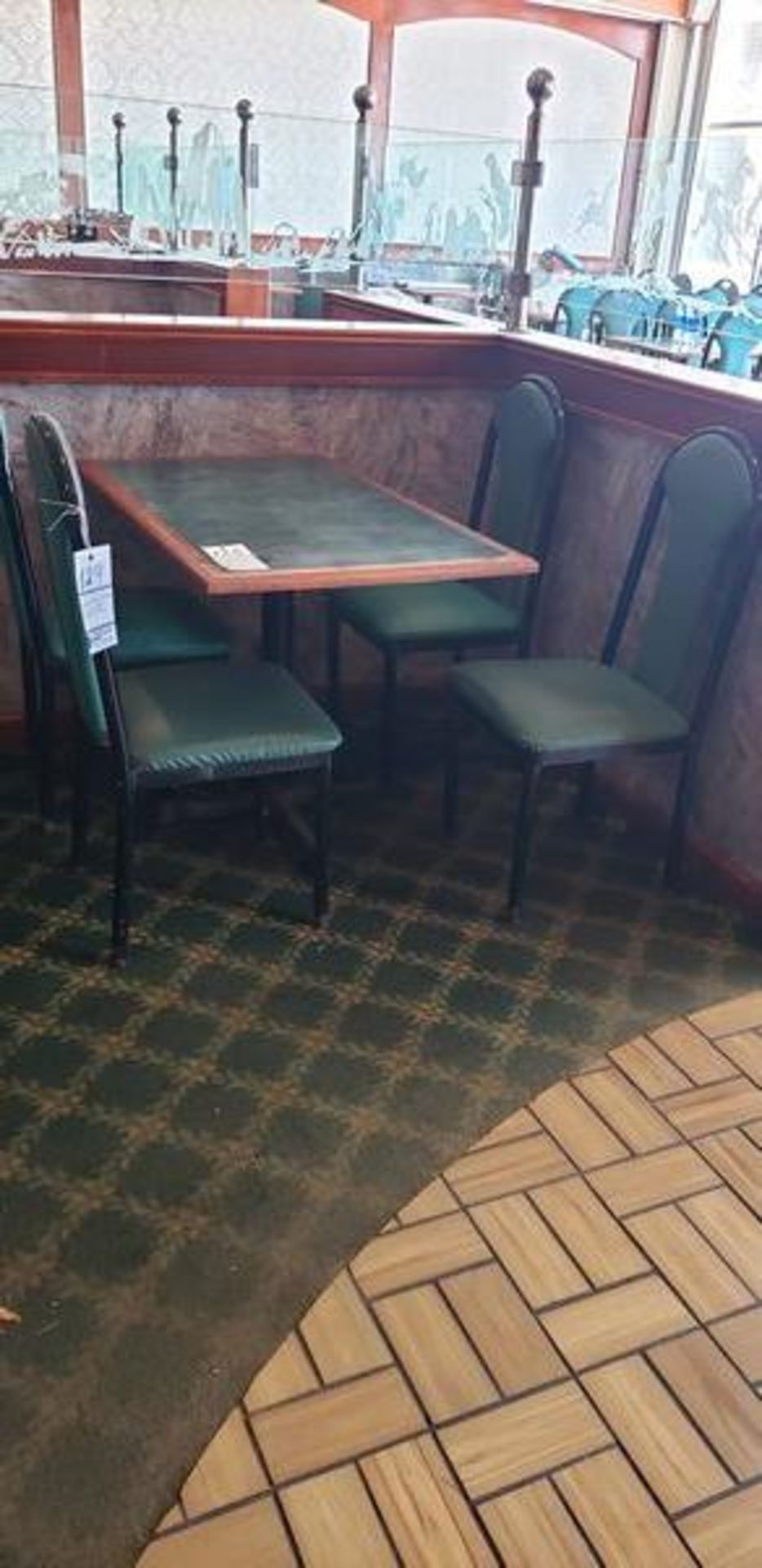 UPHOLSTERED METAL FRAME GREEN AND BLACK DINING CHAIRS