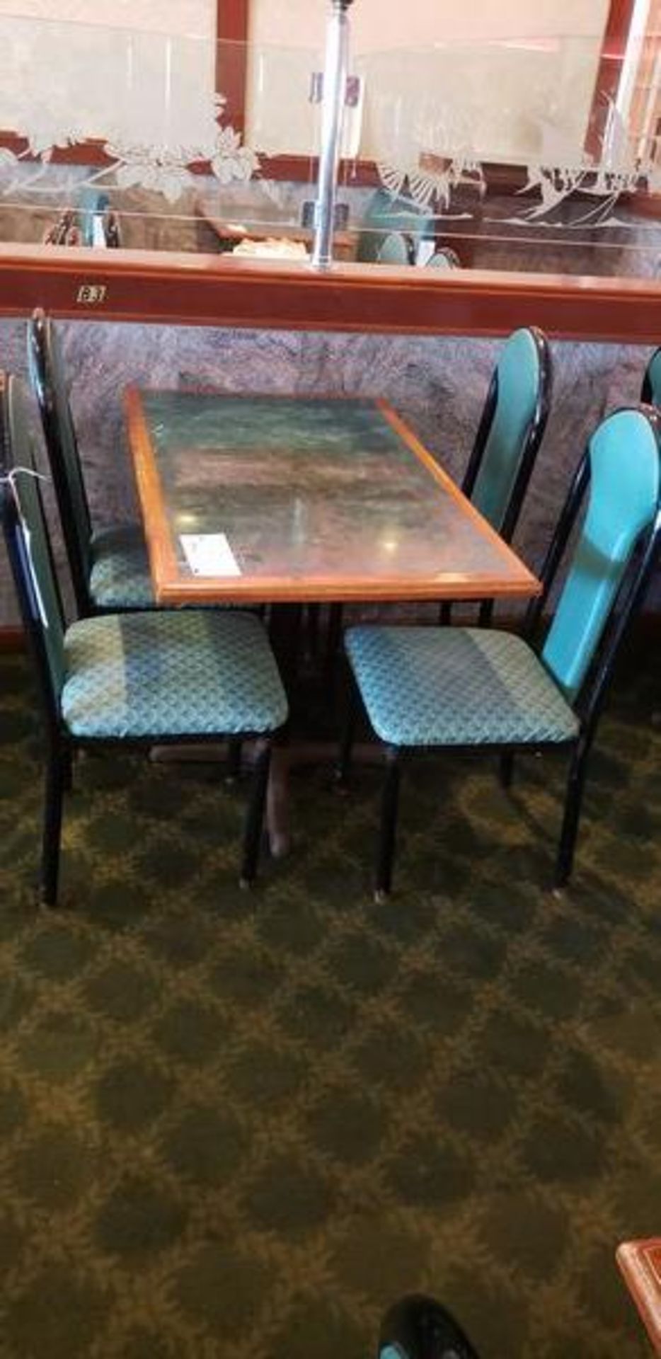 UPHOLSTERED METAL FRAME GREEN AND BLACK DINING CHAIRS