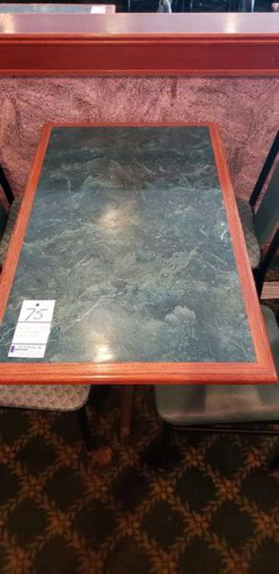 45" X 27" GREEN FORMICA TOP INLAY PEDESTAL TABLE - Image 3 of 3