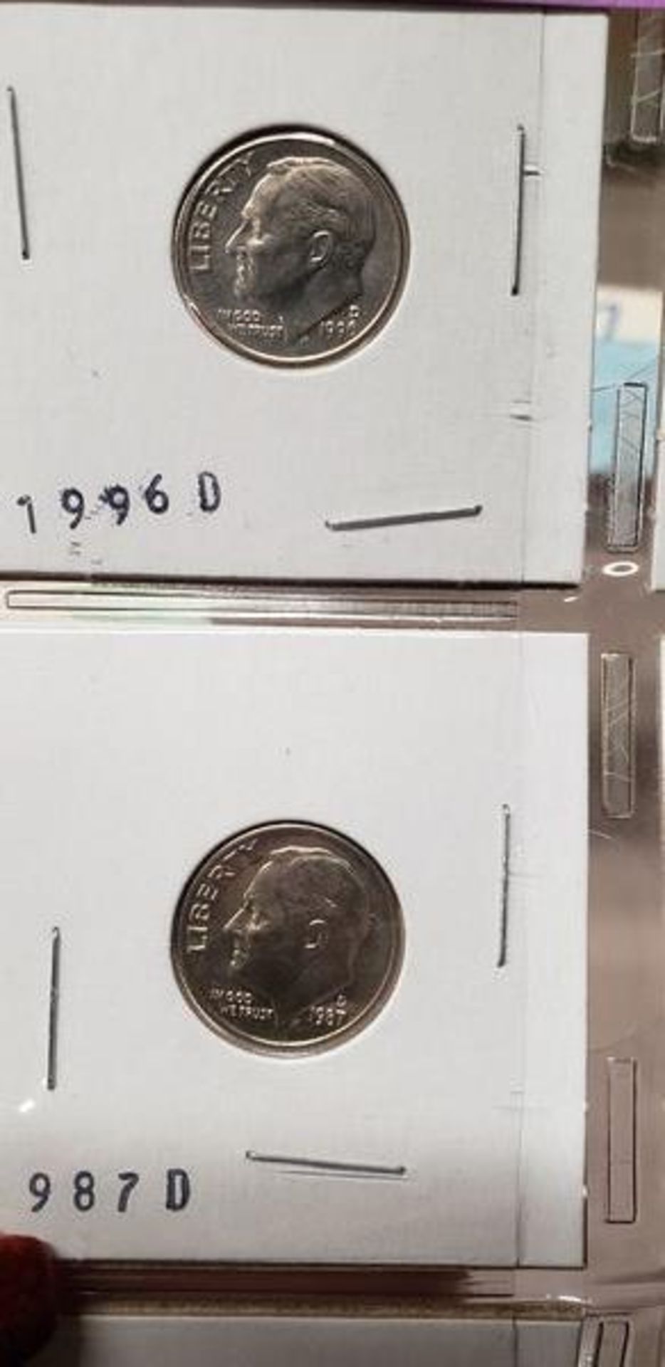 LOT OF 8 BRILLIANT UNCIRCULATED ROOSEVELT DIMES 1974 D AND S, 1978P, 1979D, 1987 D AND P, 1996D AND - Image 2 of 9