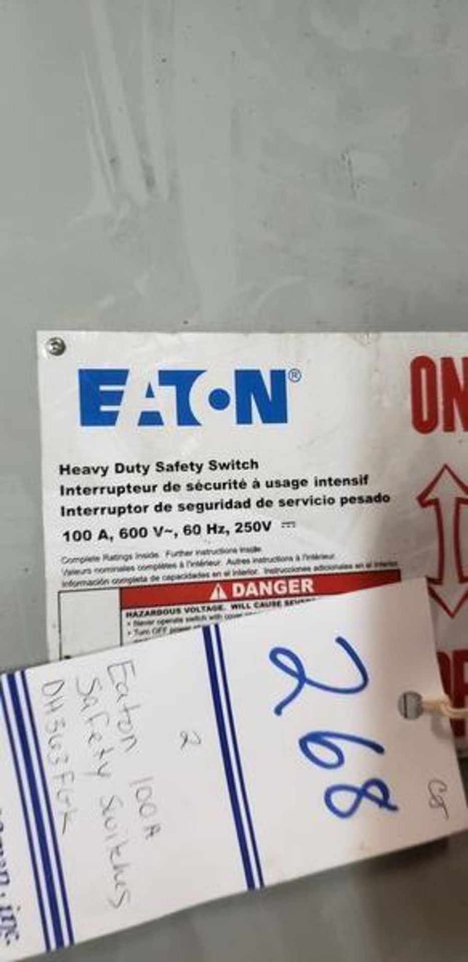 LOT OF 2 EATON 100A SAFETY SWITCHES DH363FGK - Image 2 of 4