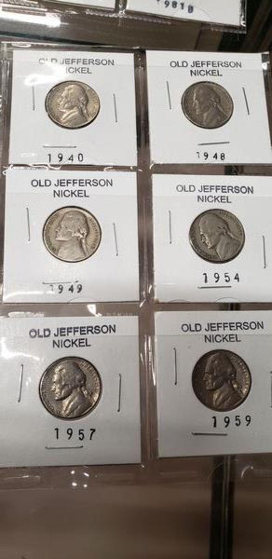 LOT OF 6 OLD JEFFERSON NICKELS 1940, 1948, 1949, 1954, 1957 AND 1959