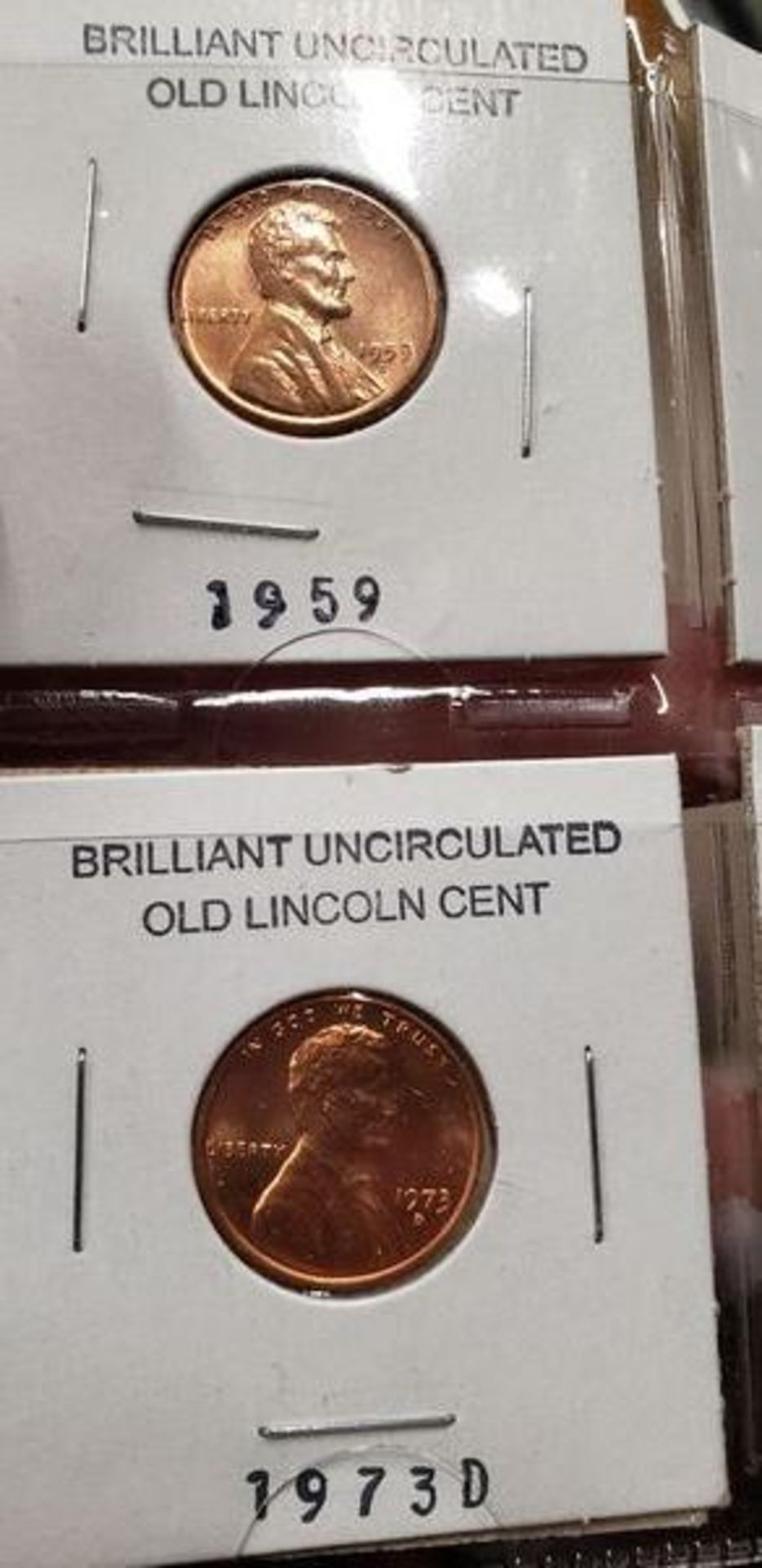 LOT OF 8 BRILLIANT UNCIRCULATED OLD LINCOLN CENTS - Image 5 of 9