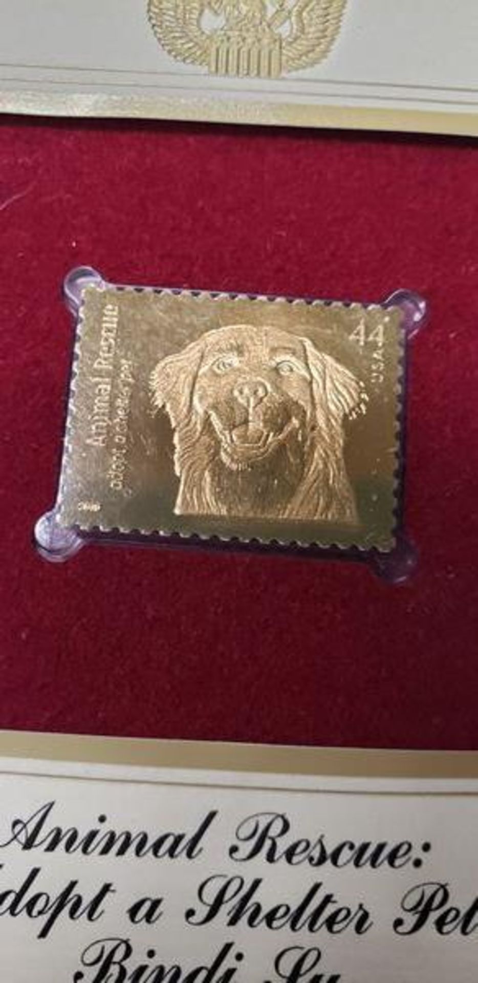 GOLD ANIMAL RESCUE 44 CENT STAMP - Image 2 of 2