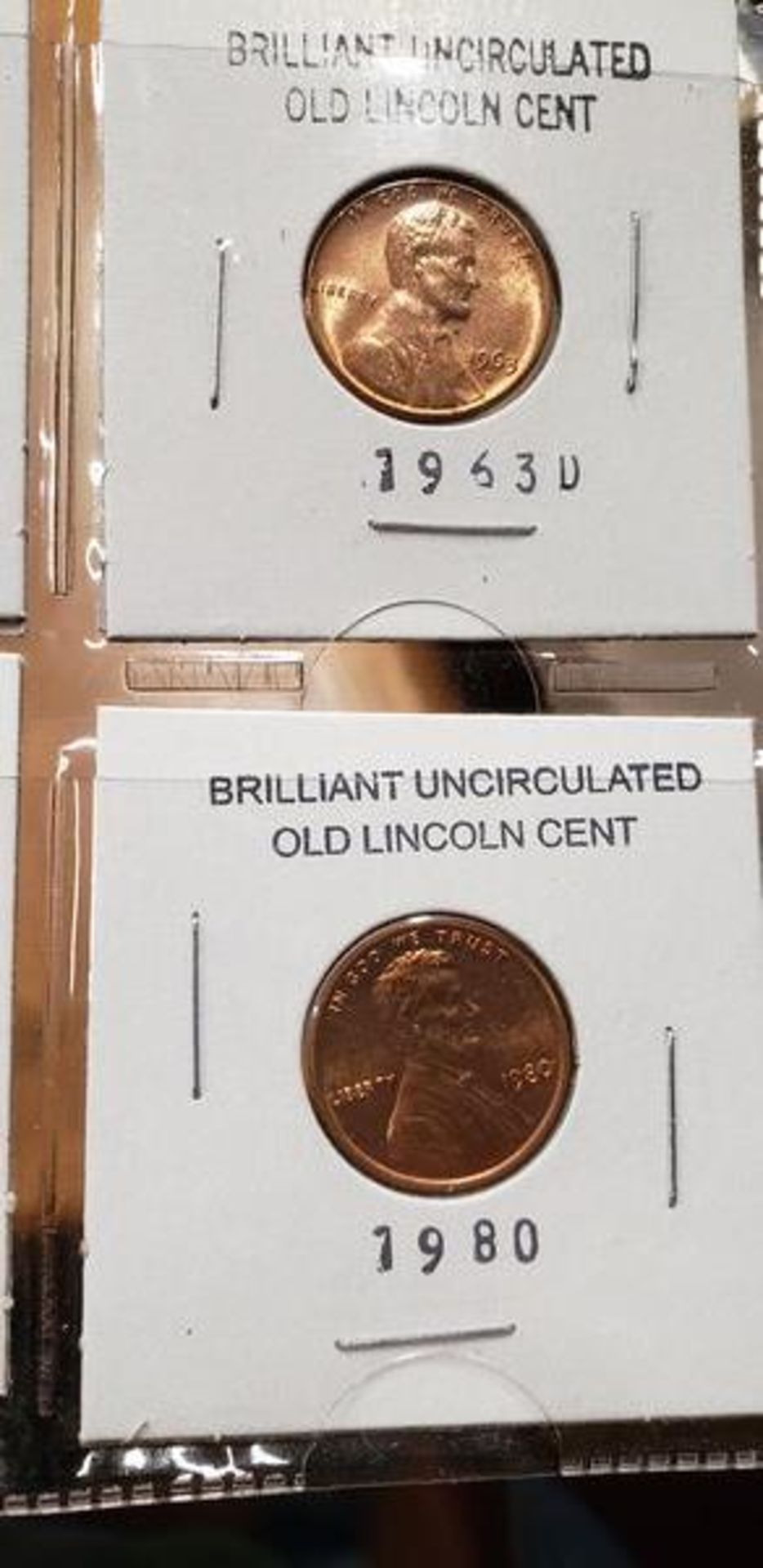 LOT OF 8 BRILLIANT UNCIRCULATED OLD LINCOLN CENTS - Image 2 of 9