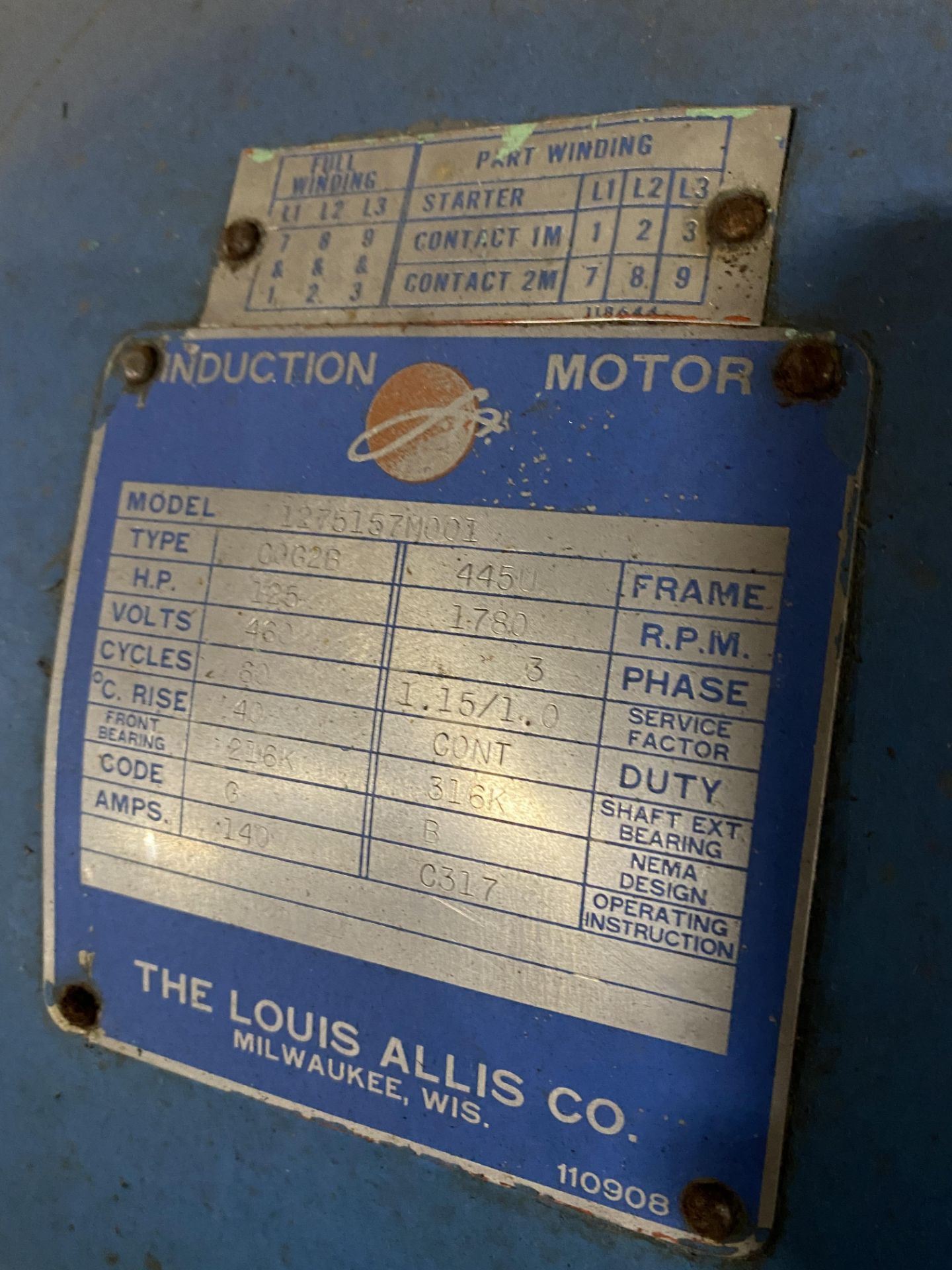 125 HP INDUCTION MOTOR HYDRAULIC UNIT - Image 2 of 3