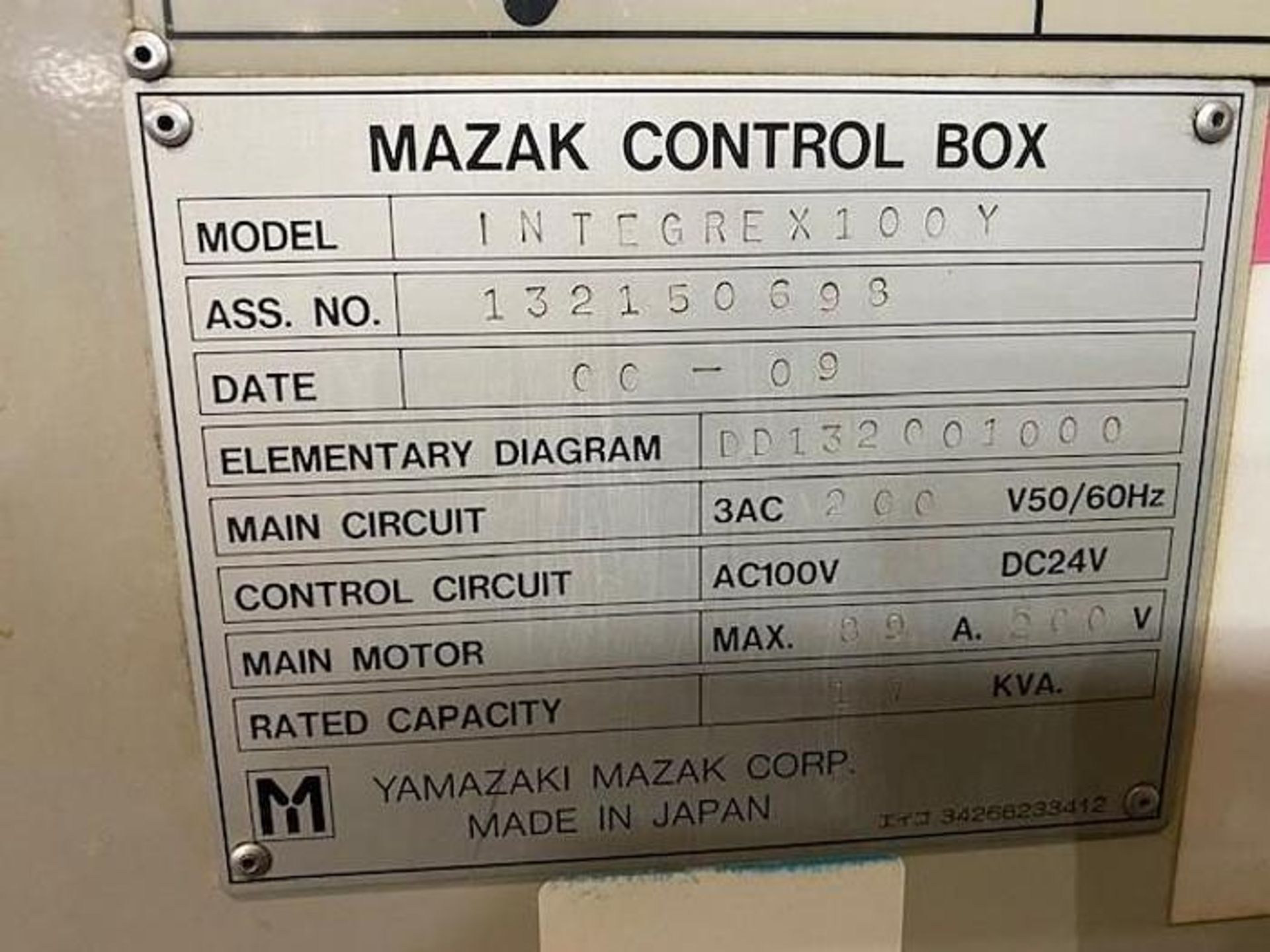 MAZAK INTEGREX 100Y MULTI AXIS CNC LATHE, FUSION 640MT CONTROL, YEAR 09/2000, SN 150698 - Image 5 of 5