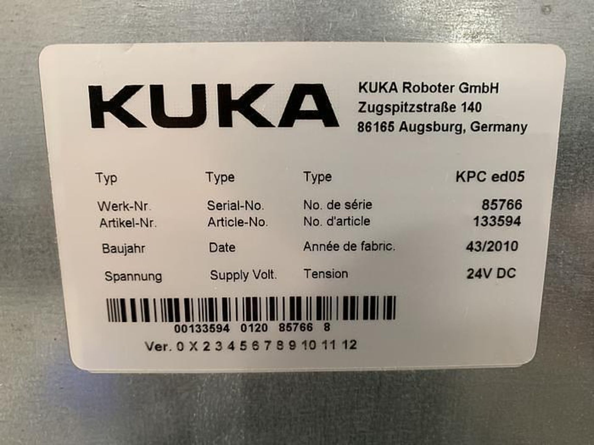 2010 KUKA KR 100-2 PA 4 AXIS PALETTIZING ROBOT W/KRC 2 ed05 CONTROLLER - Image 16 of 17