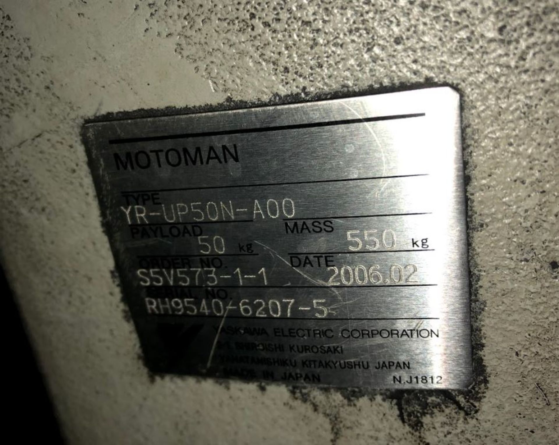 MOTOMAN YR-UP50N ORDER #S5V573-1-1, YEAR 2006 - Image 3 of 3