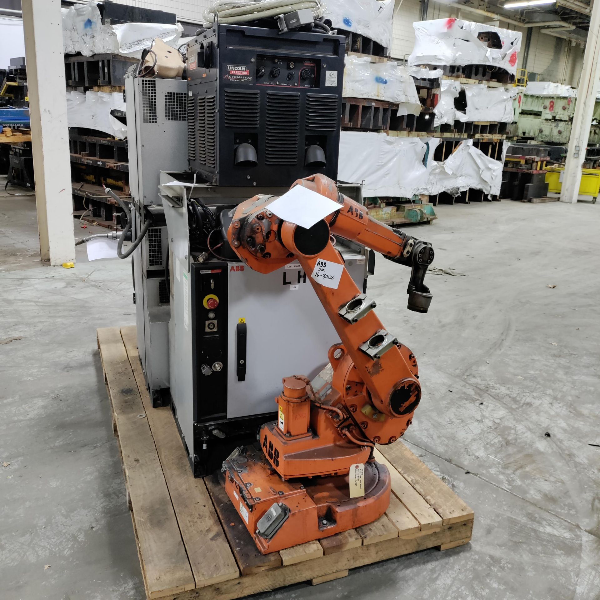 ABB ROBOT IRB 1600, SN 16-80136 WITH CONTROLLER, TEACH PENDANT & LINCOLN POWER WAVE