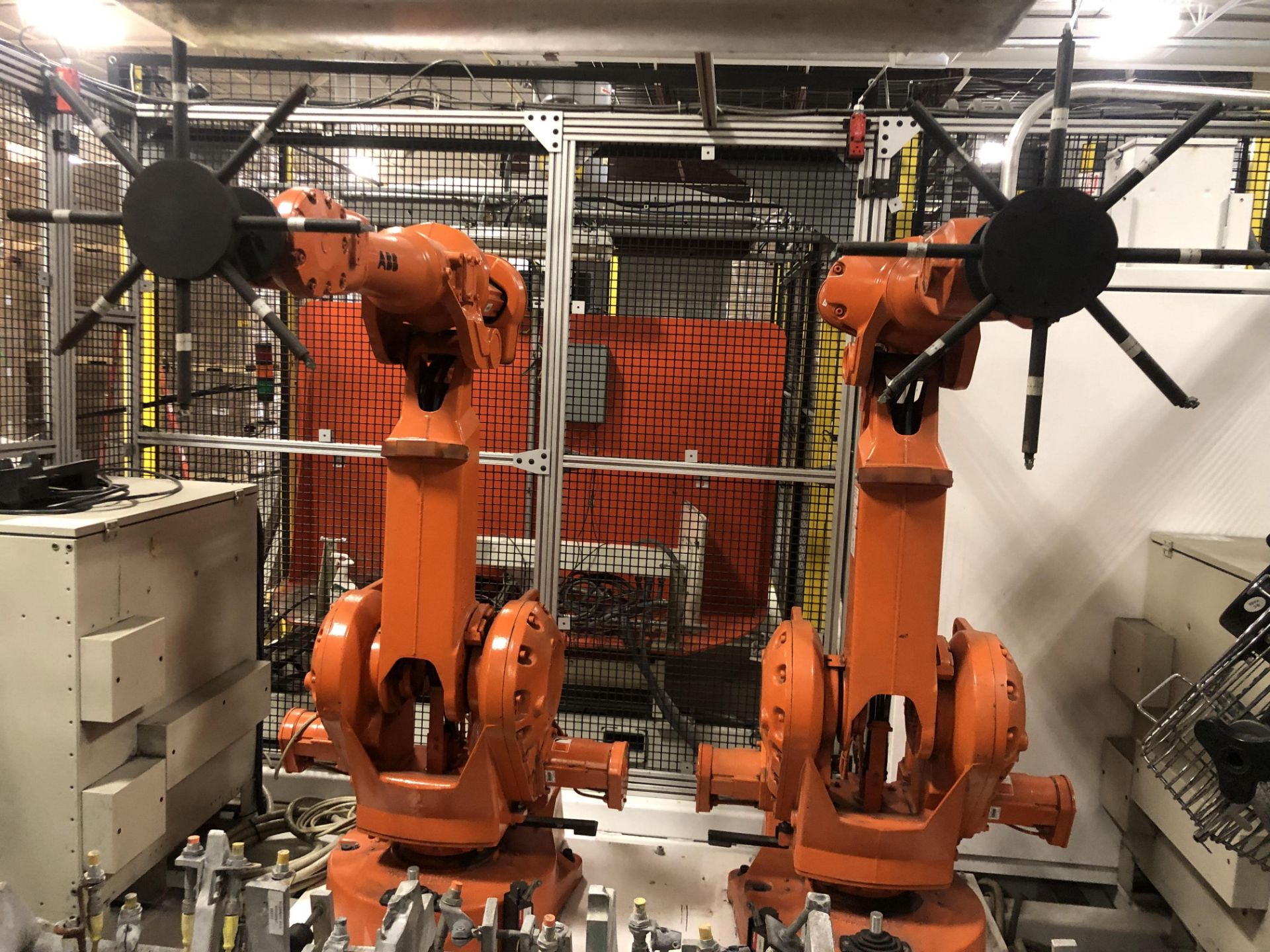 CLIP INSERTION ROBOT CELL WITH 2 ABB ROBOTS IRB 2400 M2000 SN 248135 & 248136