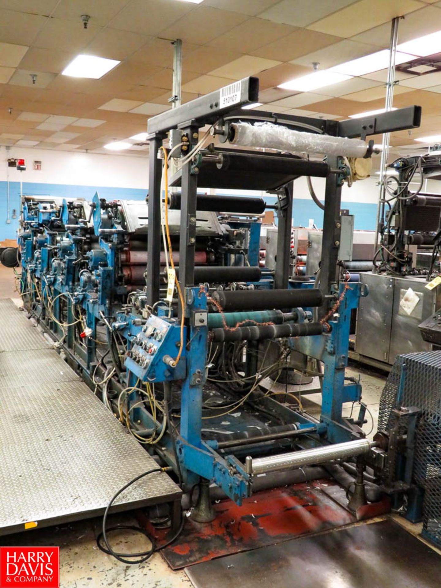 Miller Offset Printing Press 4- Color, Electronic Web Guides, with Electrical Cabinet Rigging