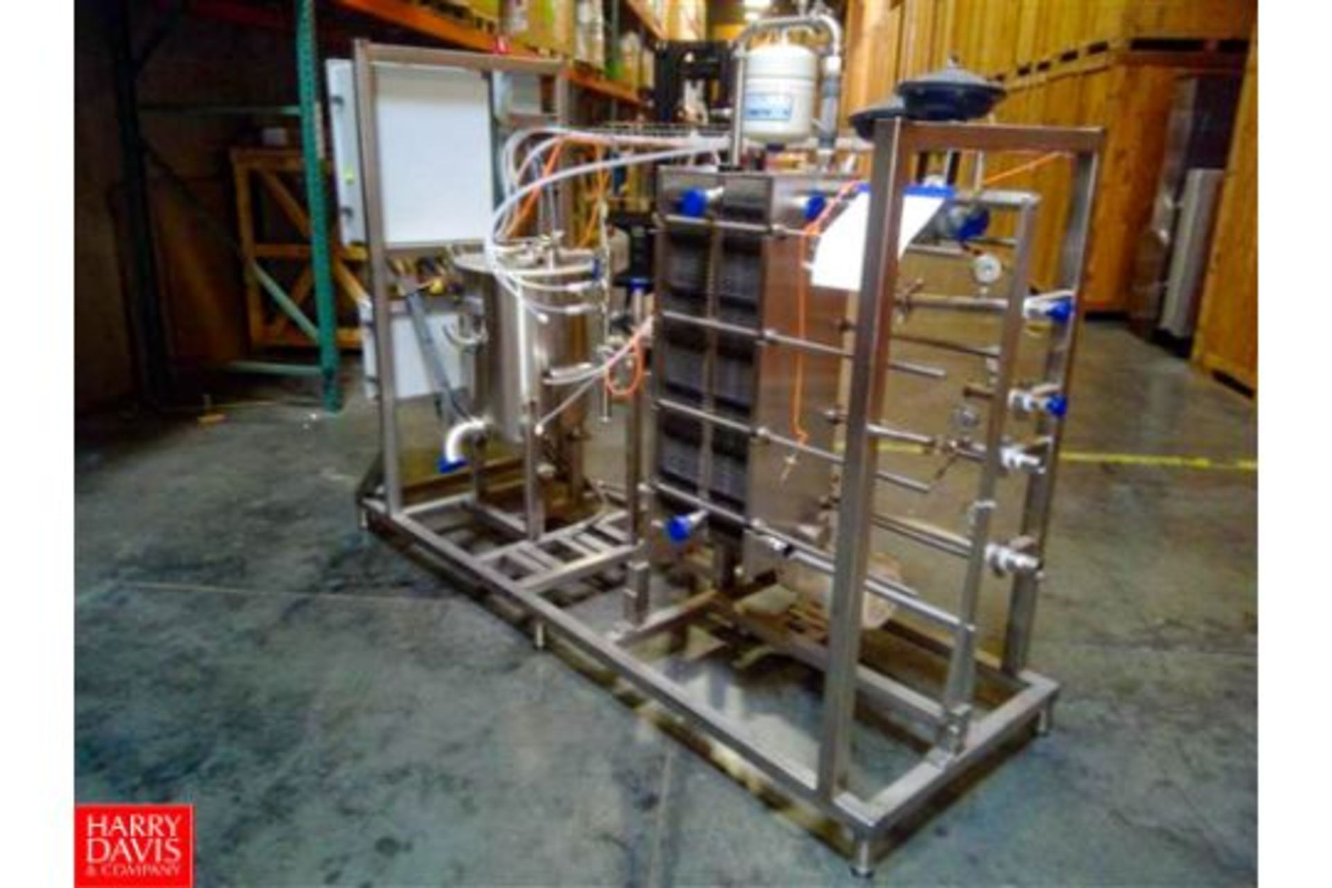 Sondex Thermaline 10 GPM Pasteurization Skid Including S/S Frame Plate Heat Exchanger, S/S Balance