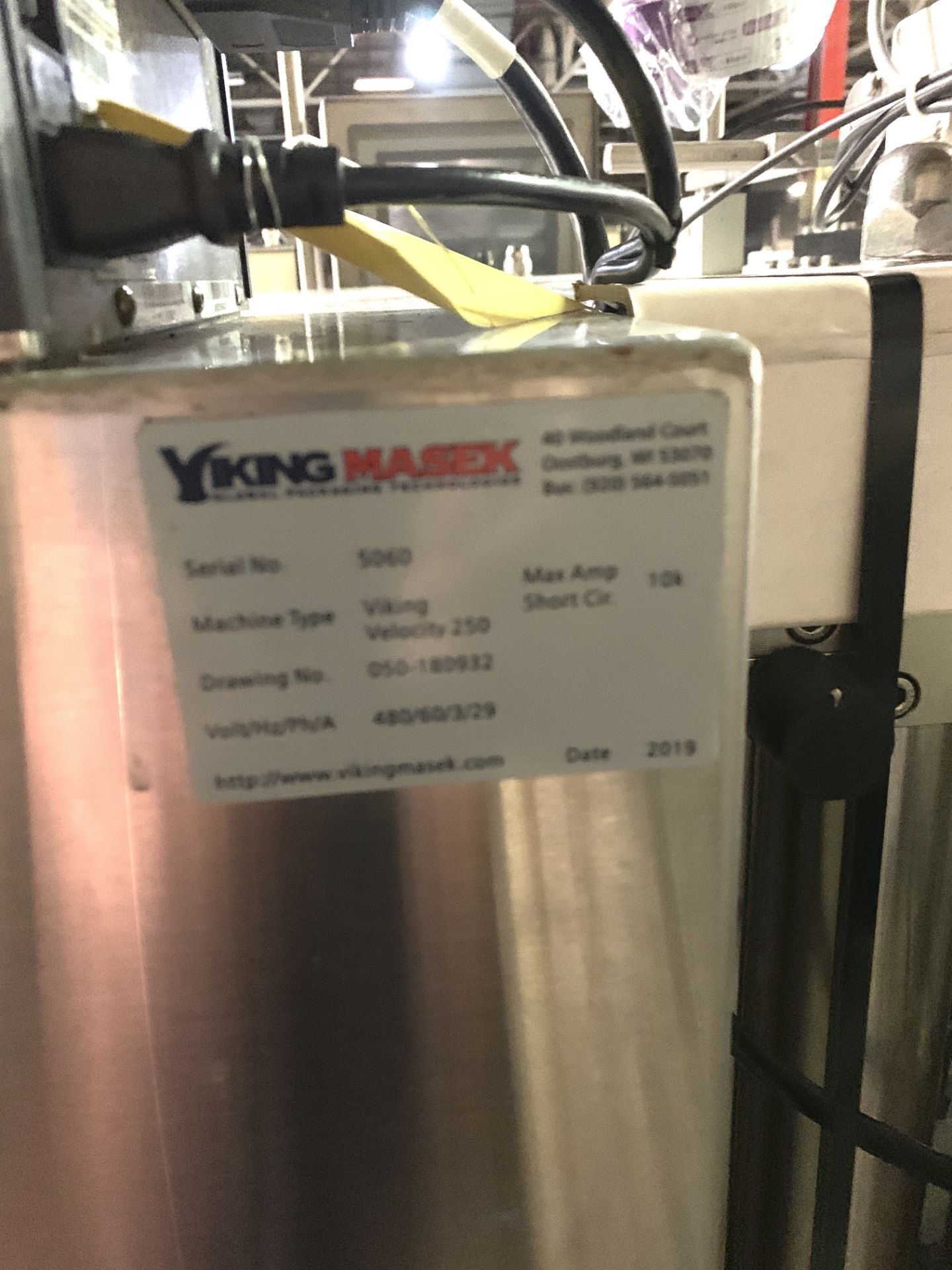 2019 Viking Masek; VELOCITY 250 VFFS Continuous Bagmaker with Allen Bradley Panelview Plus, S/N: - Image 2 of 6
