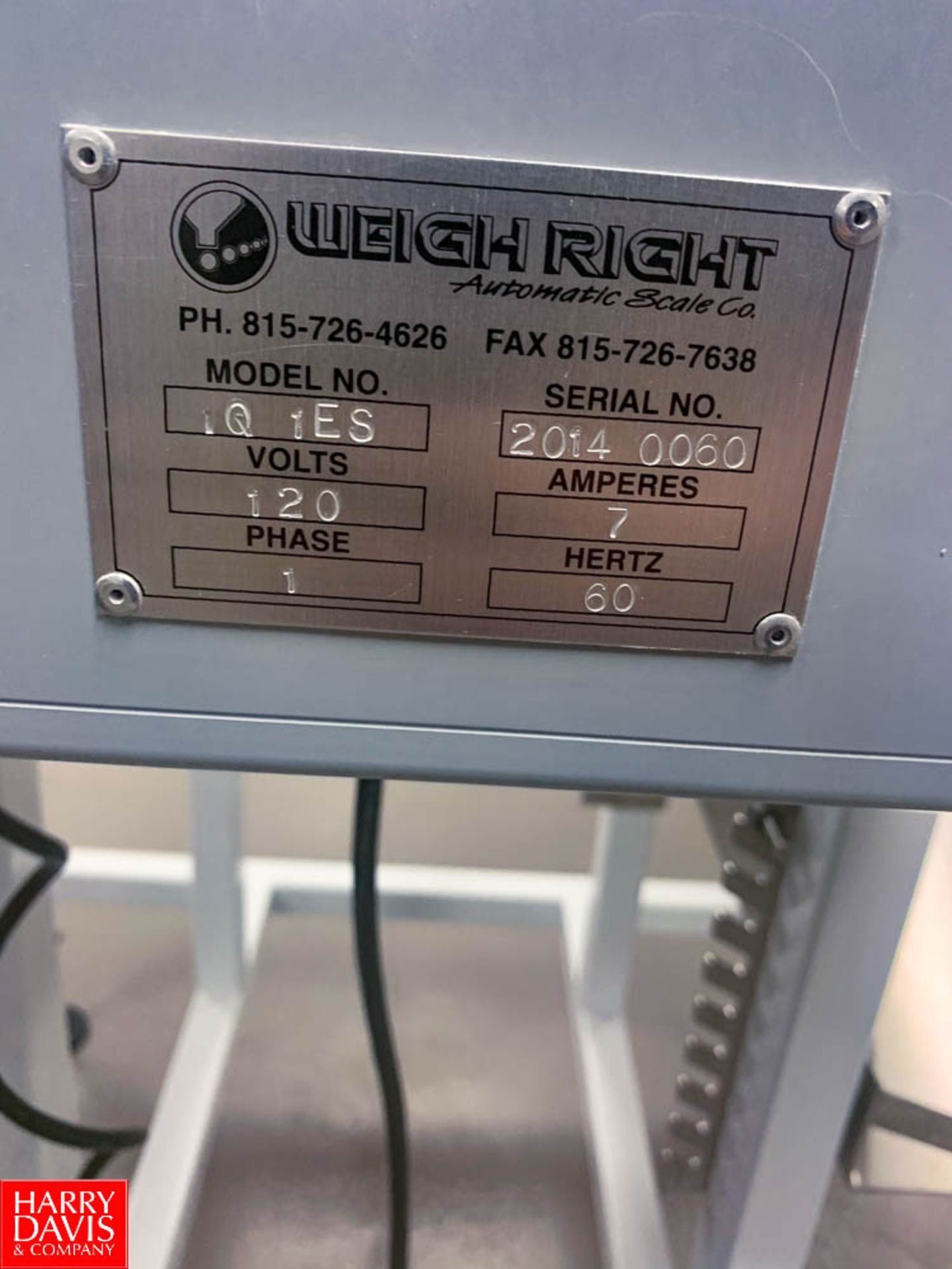 2014 Weigh-Right Scale Filler, S/N:50816340 Model: 1Q-1ES Rigging: $250 - Image 2 of 2