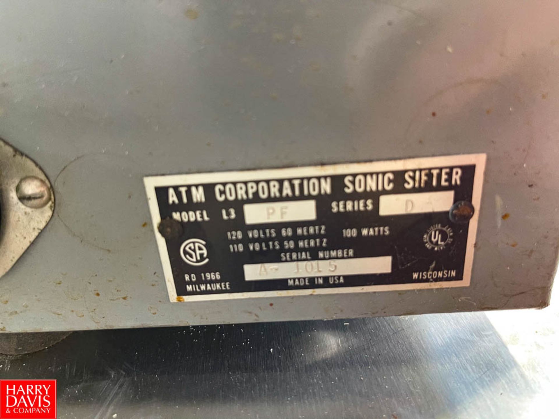 ATM Corporation Sonic Sifter Separator Model L3PF - Image 2 of 2