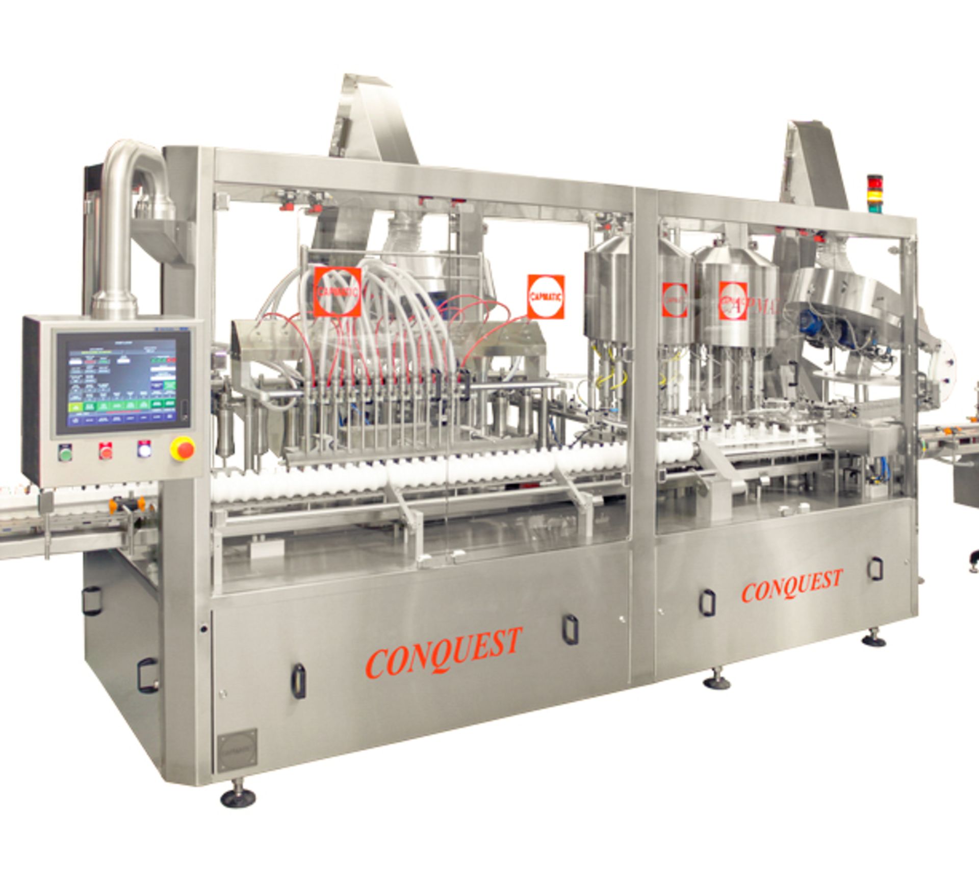 NEW NEVER INSTALLED 2020 Capmatic Conquest FCP 12-8-8 Continuous Motion High-Speed Monoblock Filling