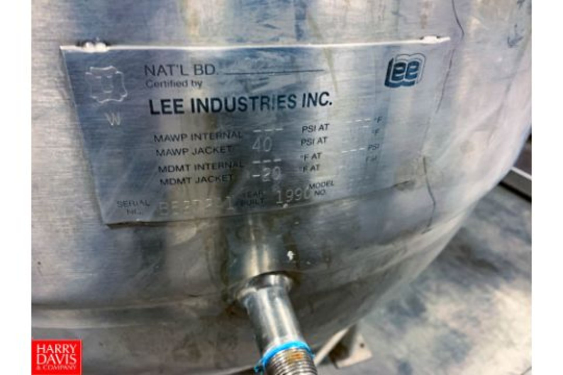 Lee Jacketed Kettle Model: 60D, S/N: B5272A1 Rigging Fee: $100 - Image 2 of 2