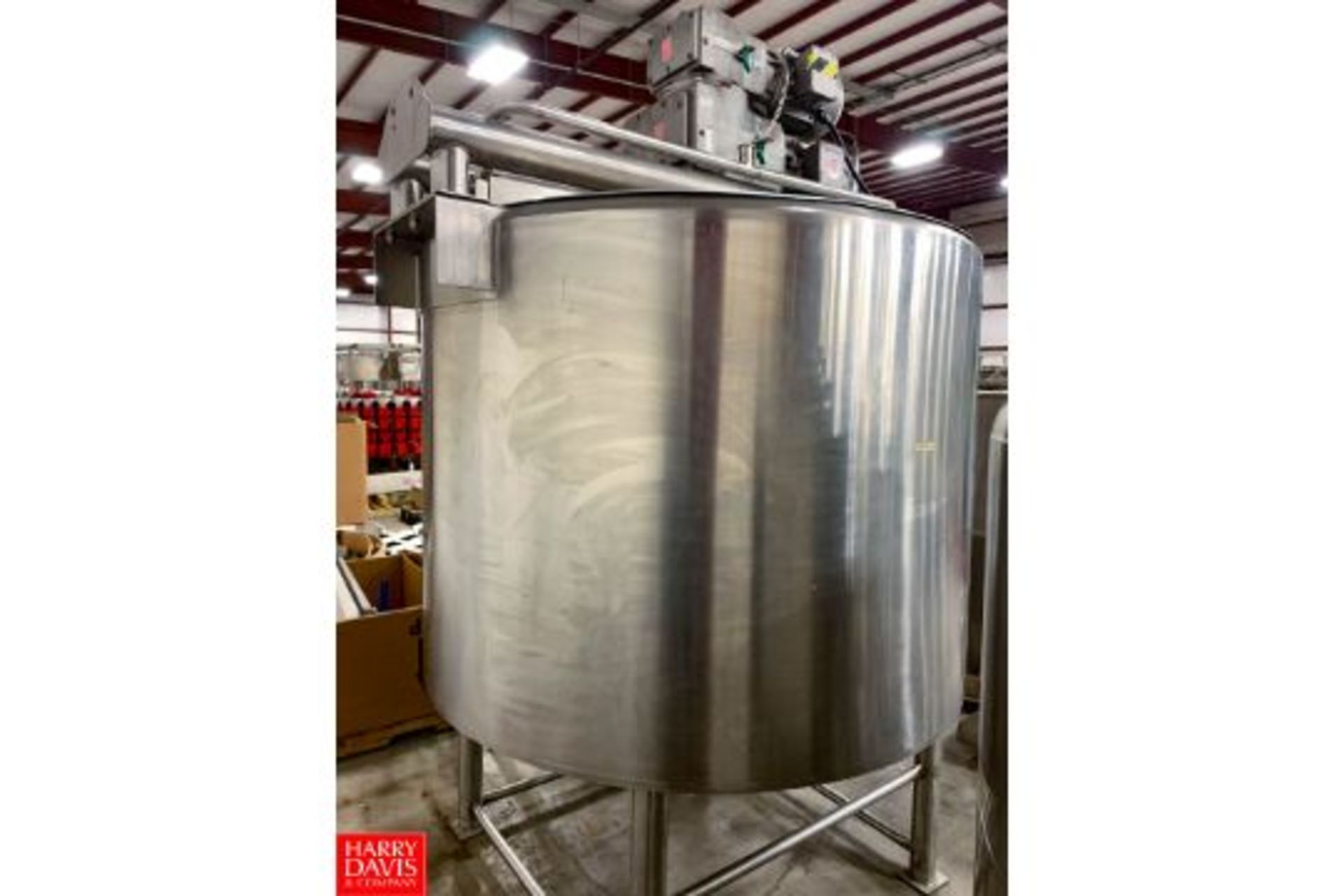 WCB 500 Gallon Cone-Bottom Hinged-Lid Jacketed S/S Processor, With Scrape Surface Agitator And Tri