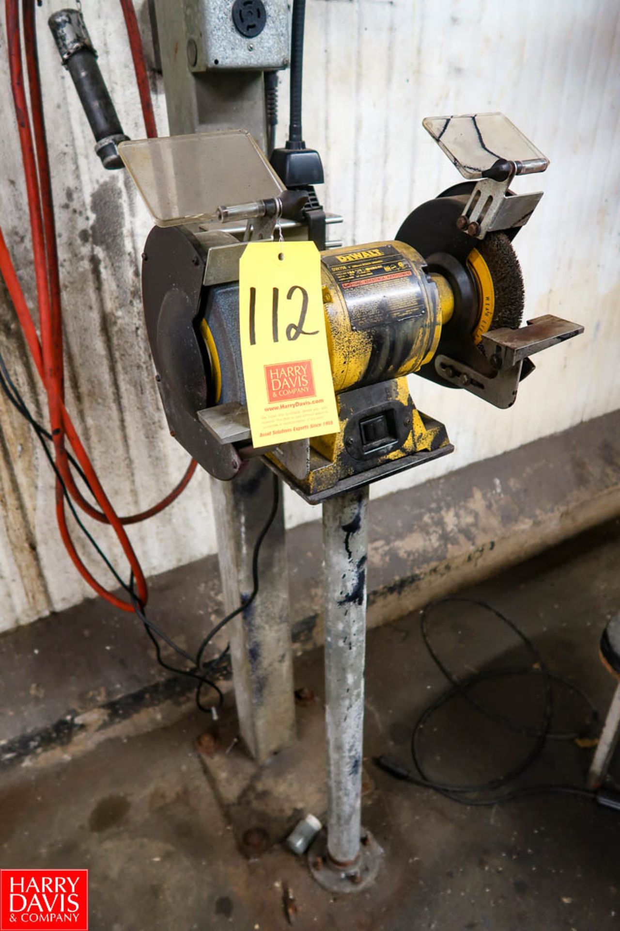 DeWalt 8" Pedestal Grinder Model: DW758, 5/8" Arbor, 3500 RPM, 120V, 1PH. Rigging Fee: $ 50.00