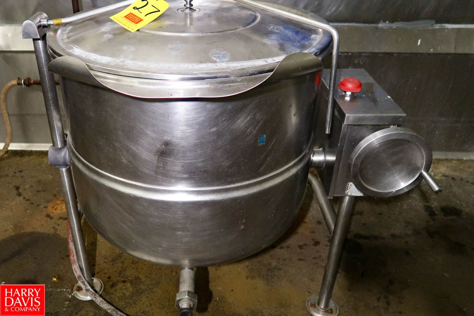 Cleveland 60 Gallon S/S Jacketed Tilting Kettle. Rigging Fee: $ 40.00