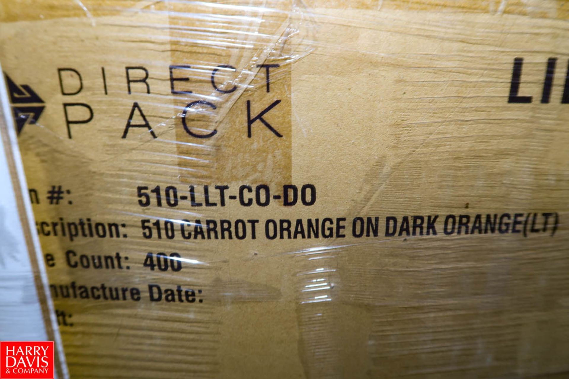 (63) Direct Pack 510 Carrot Orange on Dark Orange (LT) Lids Model:510-LLT-CO-DO, 400 Units per Case. - Image 2 of 2