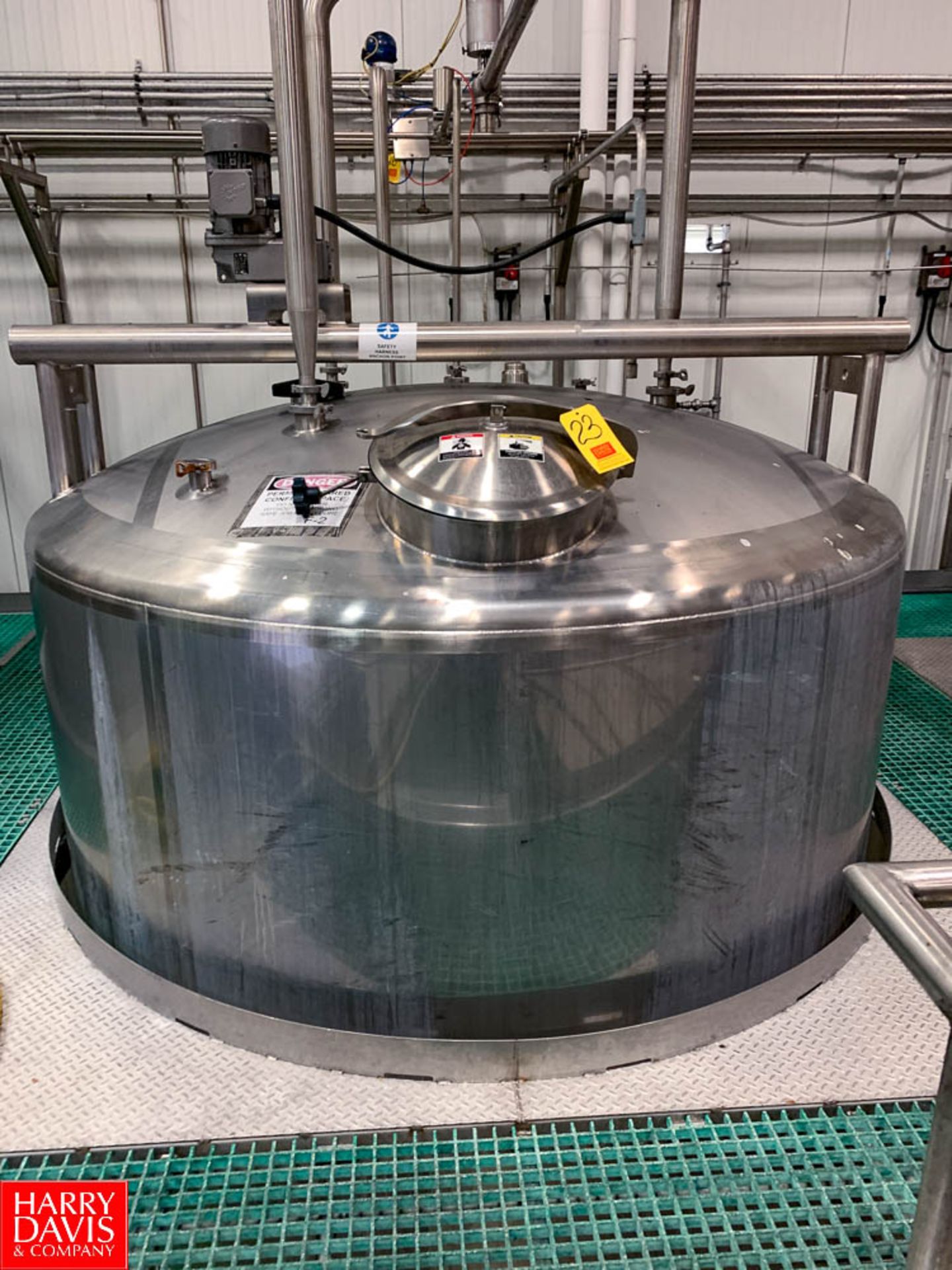 2015 A&B Process Systems 2,500 Gallon Dome-Top Cone-Bottom 316L S/S Tank with Vertical Agitation and