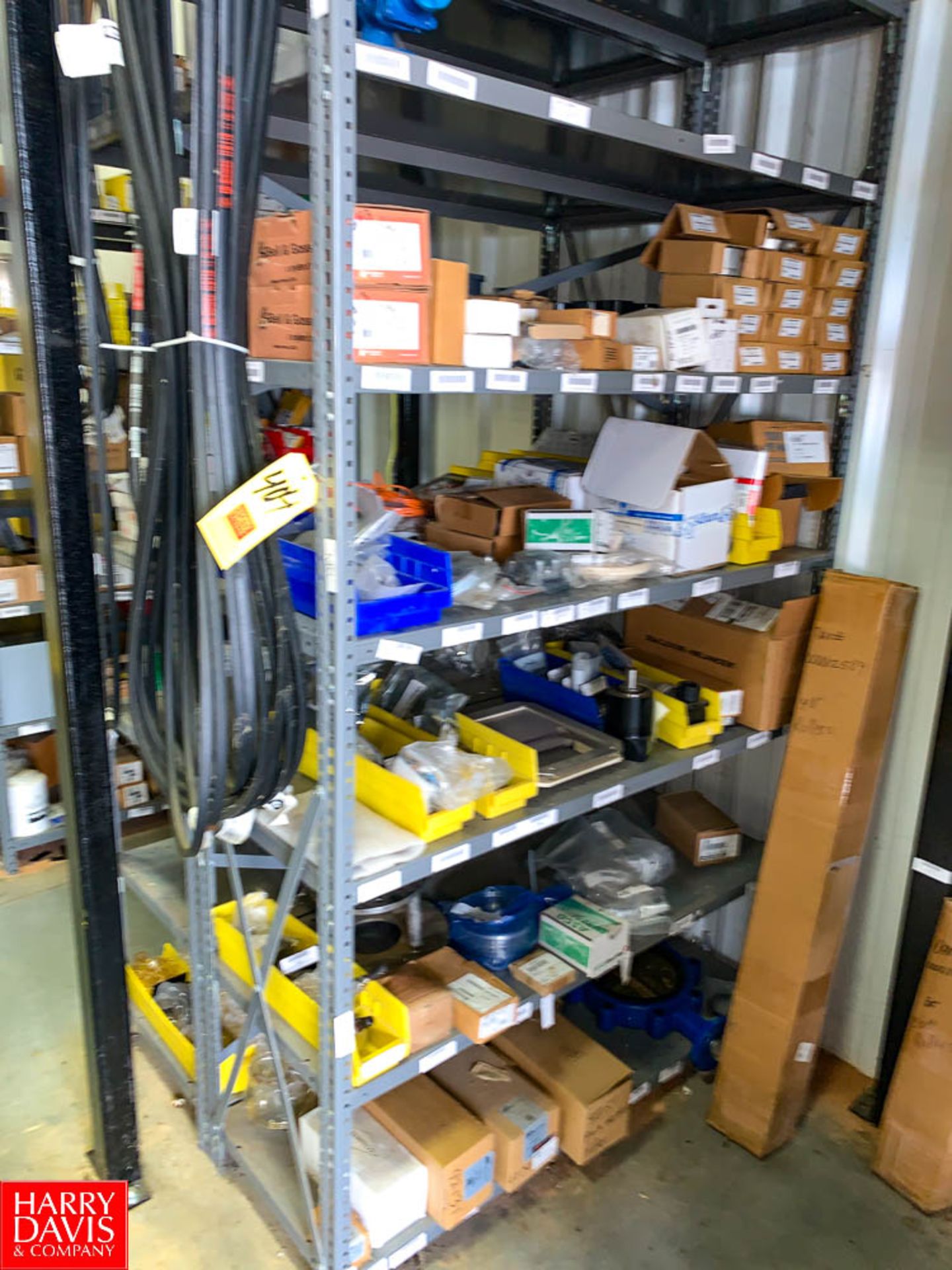 NEW PVC Pipe Fittings, UF System Parts, ASCO Solenoids, and Valves, with (2) Sections Steel Shelving