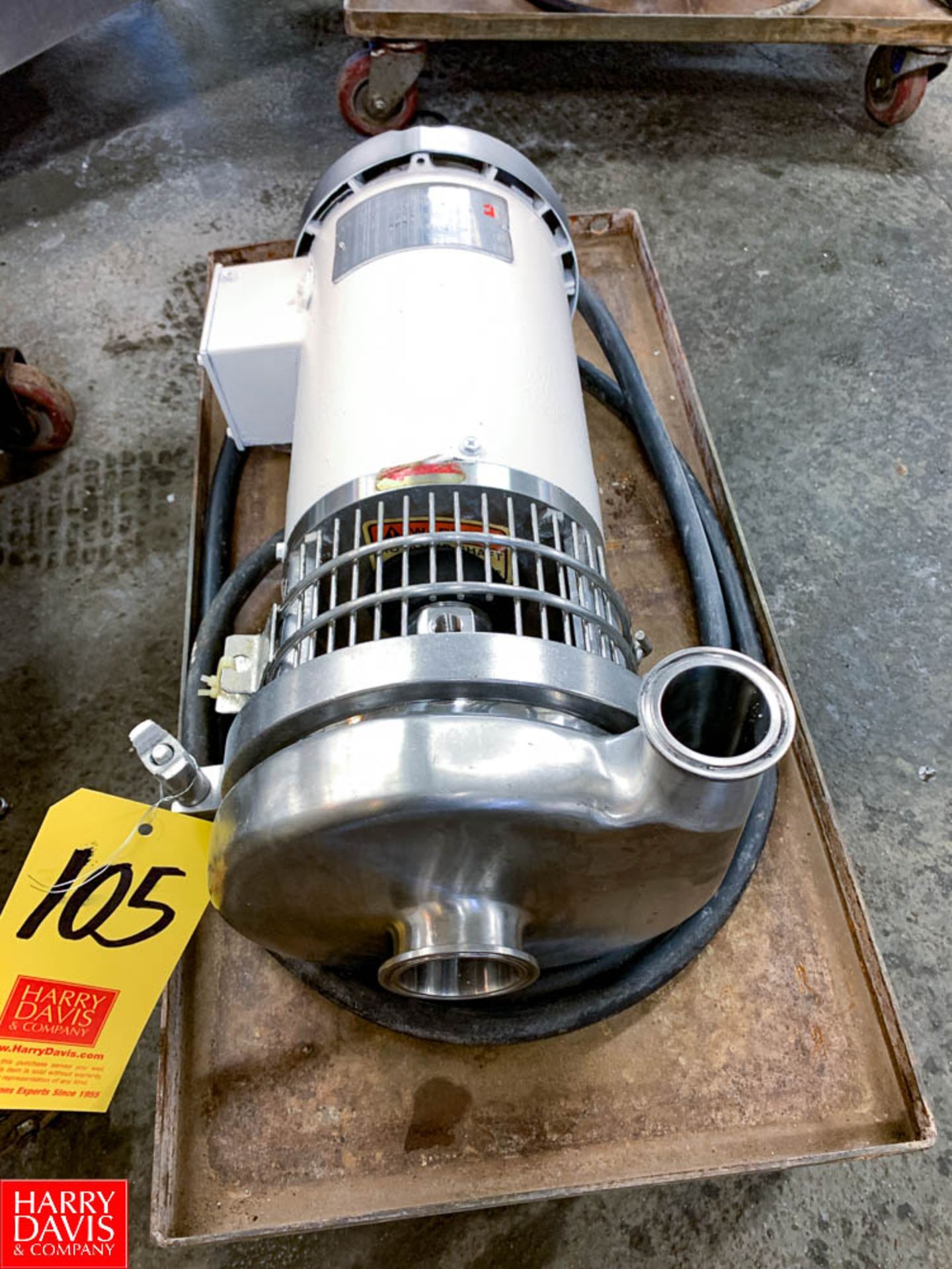 WCB Centrifugal Pump with Dayton 2 HP 1,740 RPM Motor and 2" x 1.5" S/S Head, Clamp Type, Located