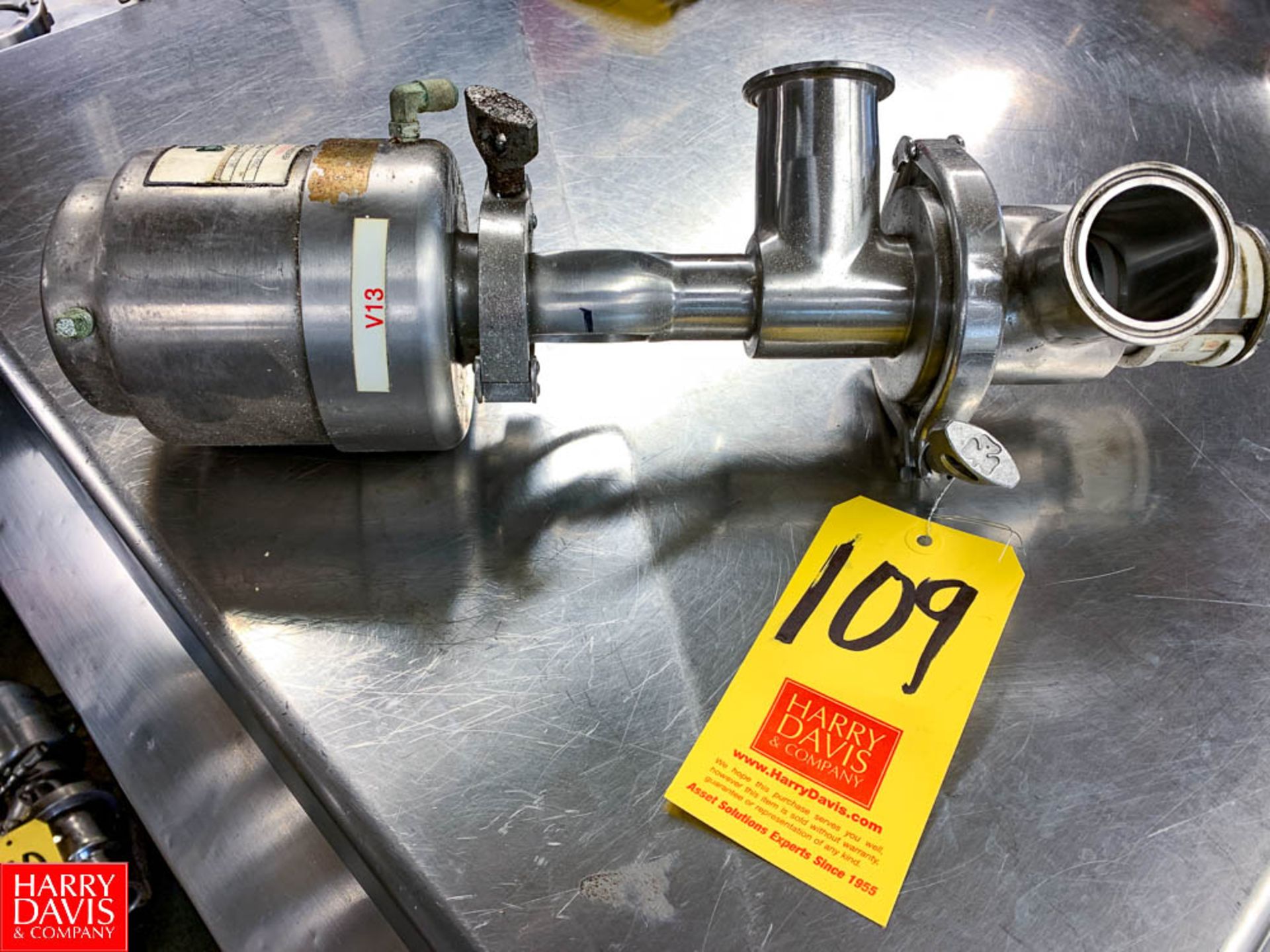 Tri Clover 2" 3-Way S/S Air Valve Model 361, Clamp Type, Located in:Rutland Rigging Fee: $ 25