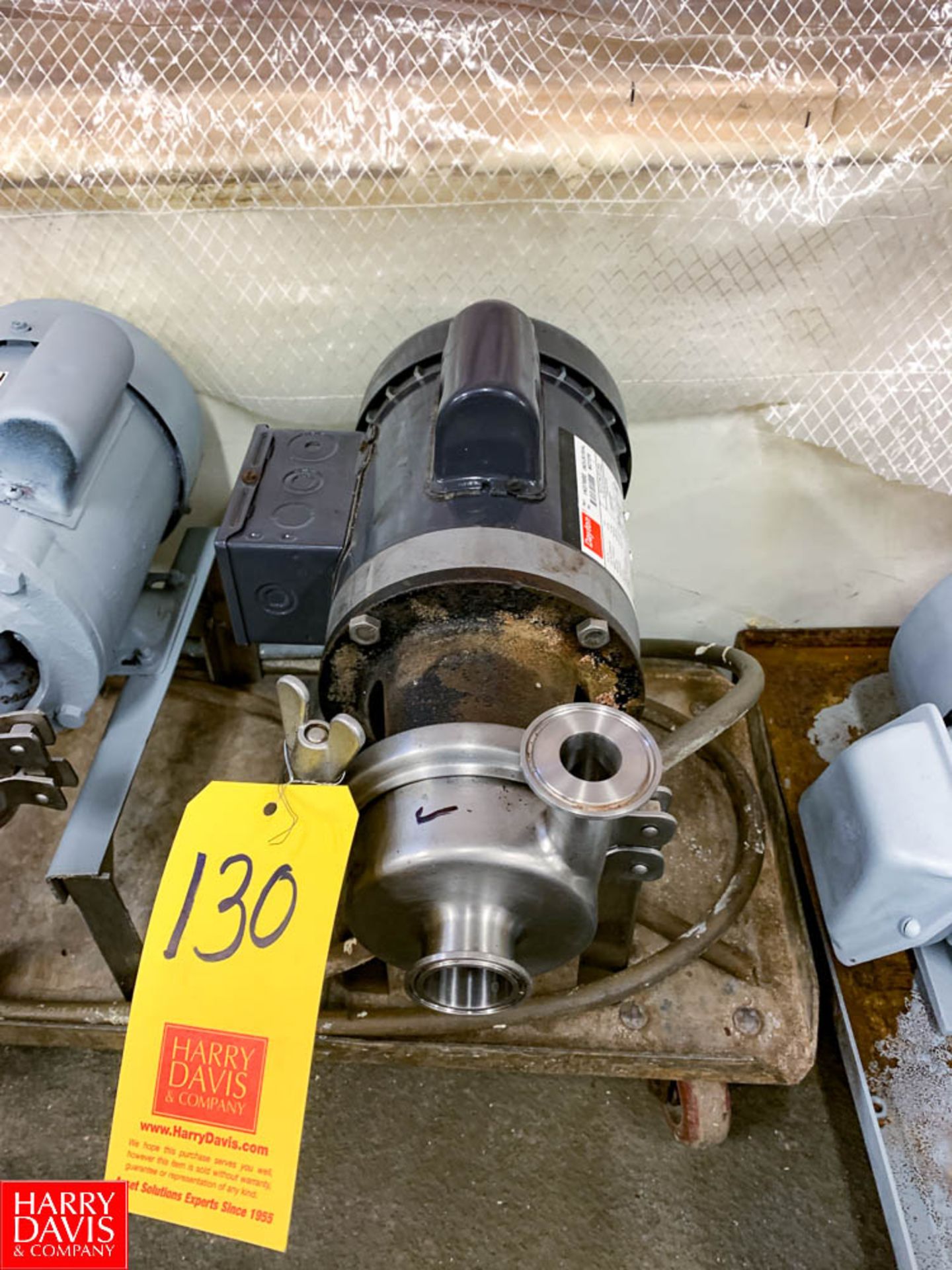 Thomsen Centrifugal Pump, with .75 HP Motor and 1.5" X 1.5" S/S Head, Clamp Type, Located in: