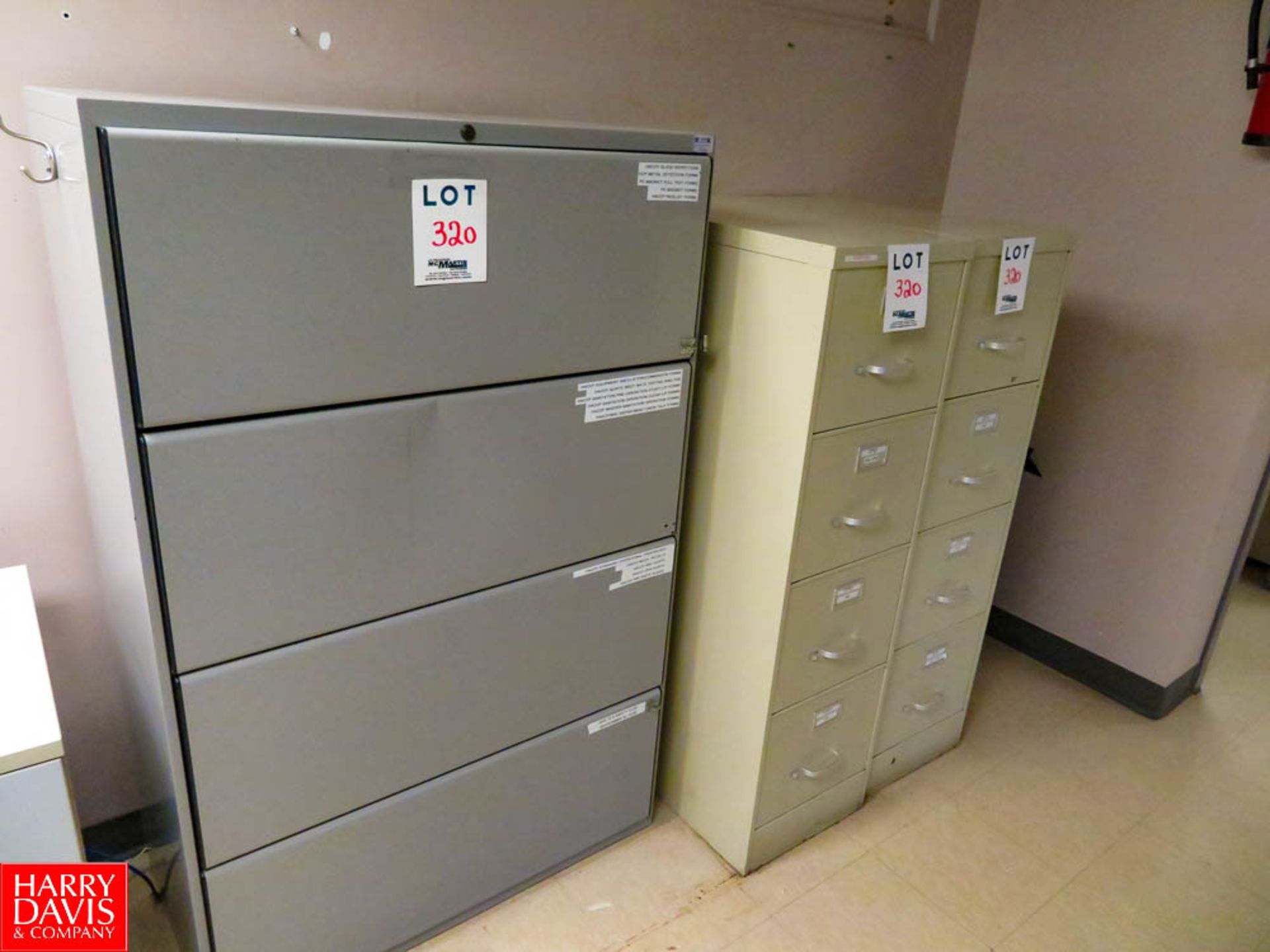 Assorted Filing Cabinets, Paper Disposal Holder Rigging Fee: $70