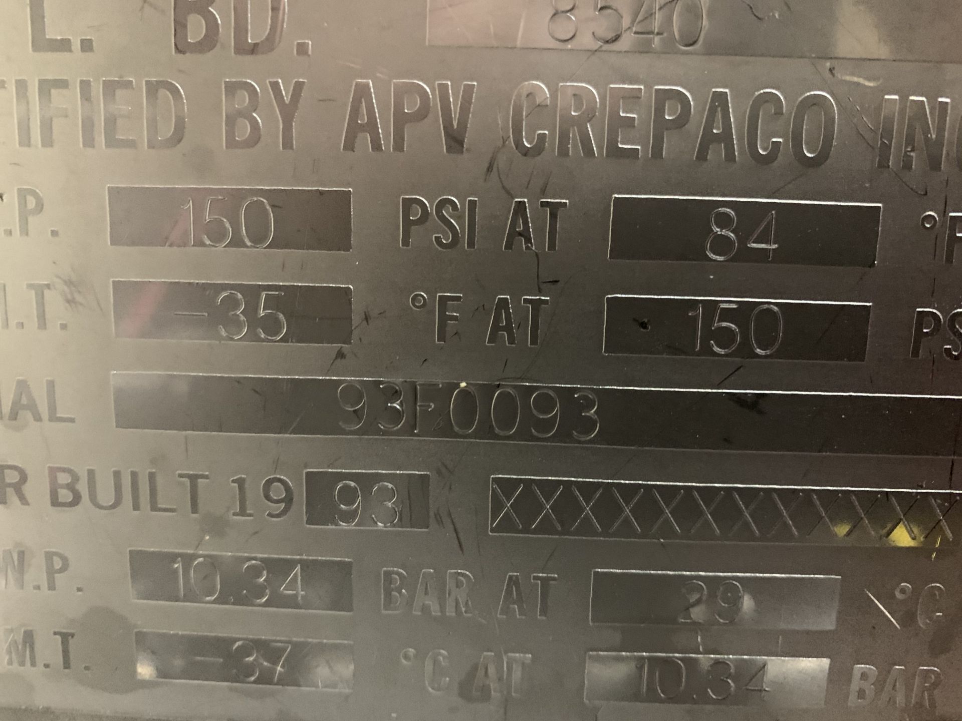 APV S/S Ice Cream Freezer Model: WS108G, S/N 93F0093, With Allen Bradley Panel View Controls Rigging - Image 3 of 3