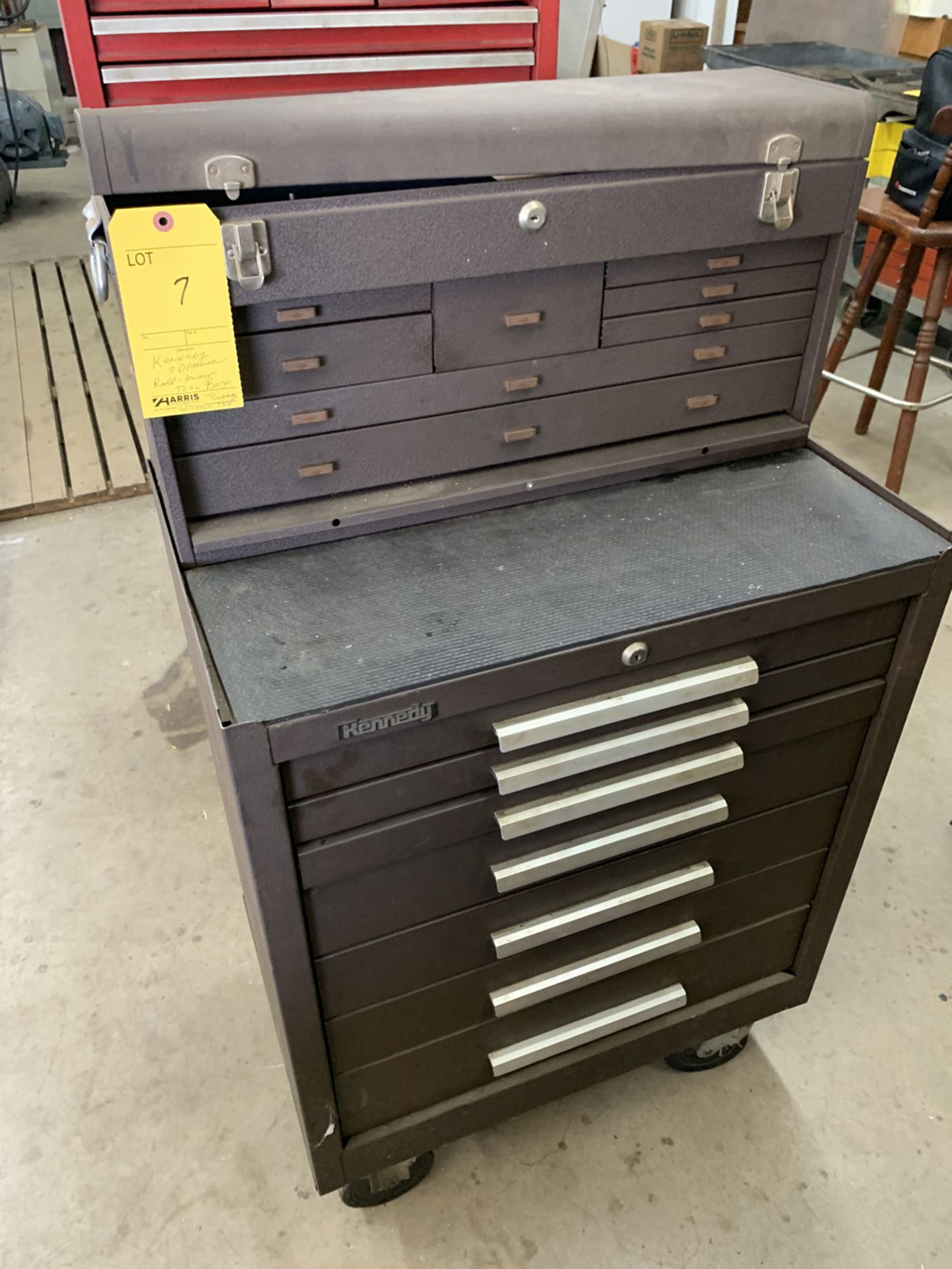 Lot: (1) Kennedy Roll-Away Tool Box, 7 Drawer with contents; (1) Kennedy Multi Drawer Tool Box