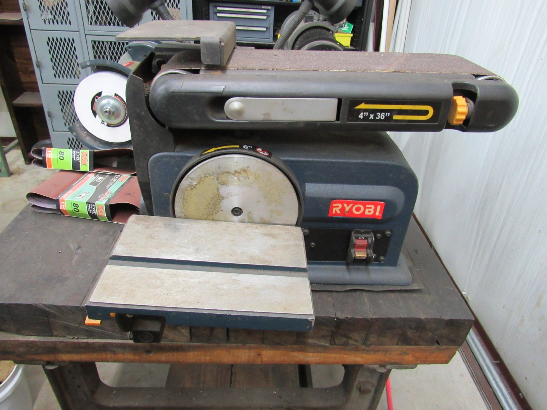 Multi-Station Shop Table with Bench Grinders and Belt Sander - Image 6 of 7